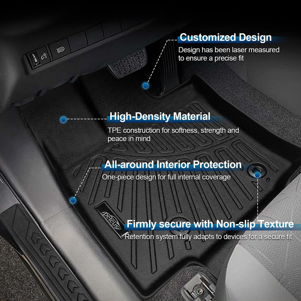 PELEUS Floor Mats for Toyota 4Runner 2003-2009 (4th Gen), All Weather Custom Fit Car Mats & Cargo Liner Set, Odorless TPE Heavy Duty Protection Accessories, Black (Only 5-Seat Models)