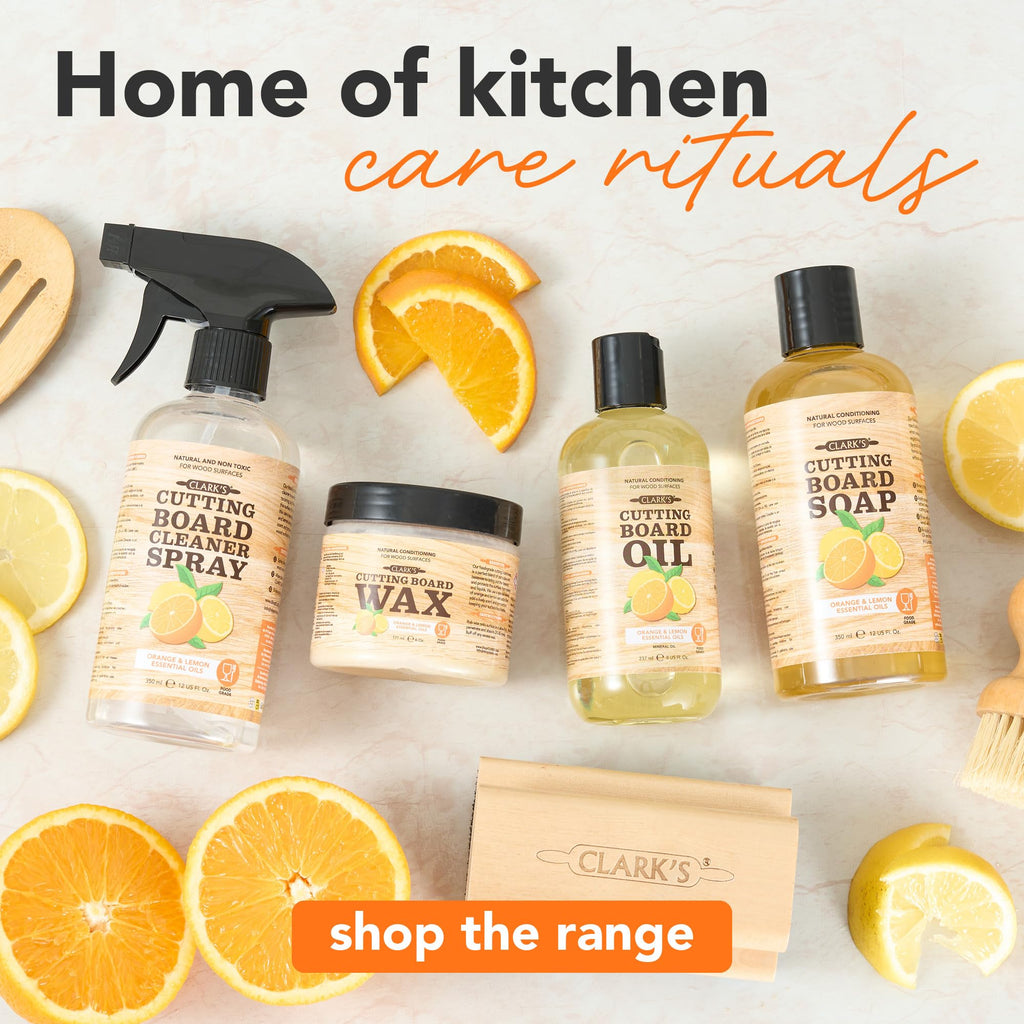 CLARK'S Cutting Board Care Kit with Coconut Oil - Includes Butcher Block Oil and Wax - Made with Refined Coconut Oil, Natural Beeswax, and Carnauba Wax - For Kitchen Countertops and Butcher Blocks