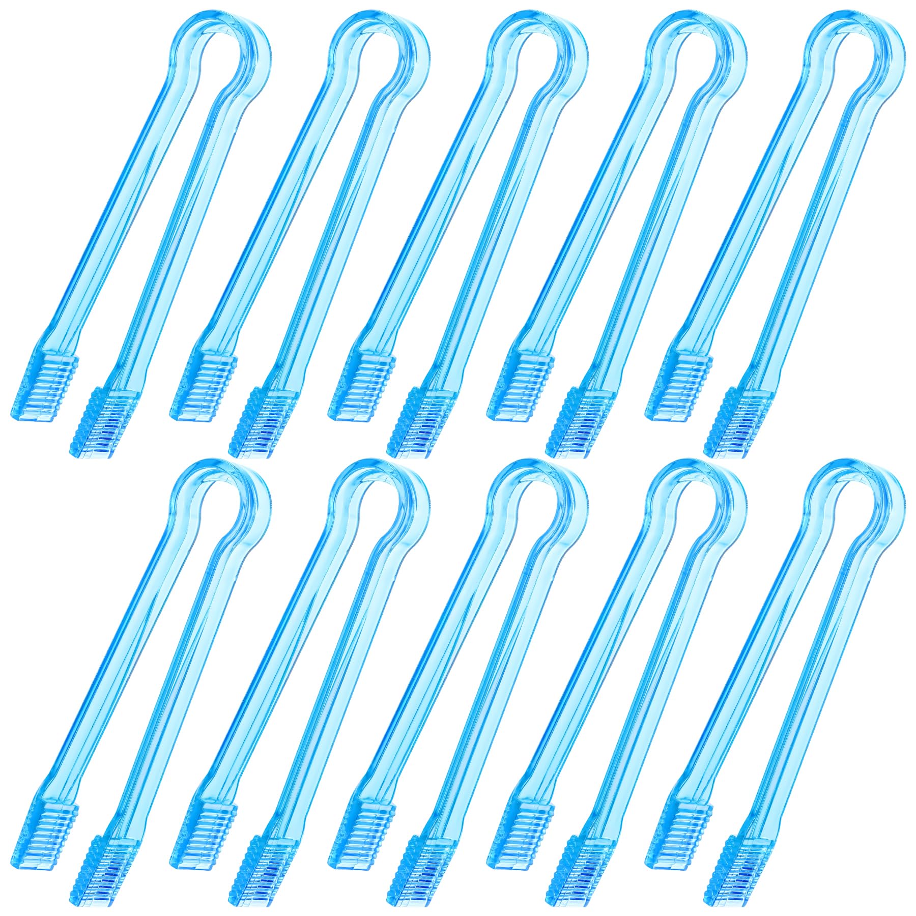 10 Pcs Plastic Buffet Serving Tongs, Clear Kitchen Tongs Mini Serving Utensil Tongs for Food Ice Salad Buffet Barbecue Cookies, 6.3 Inches