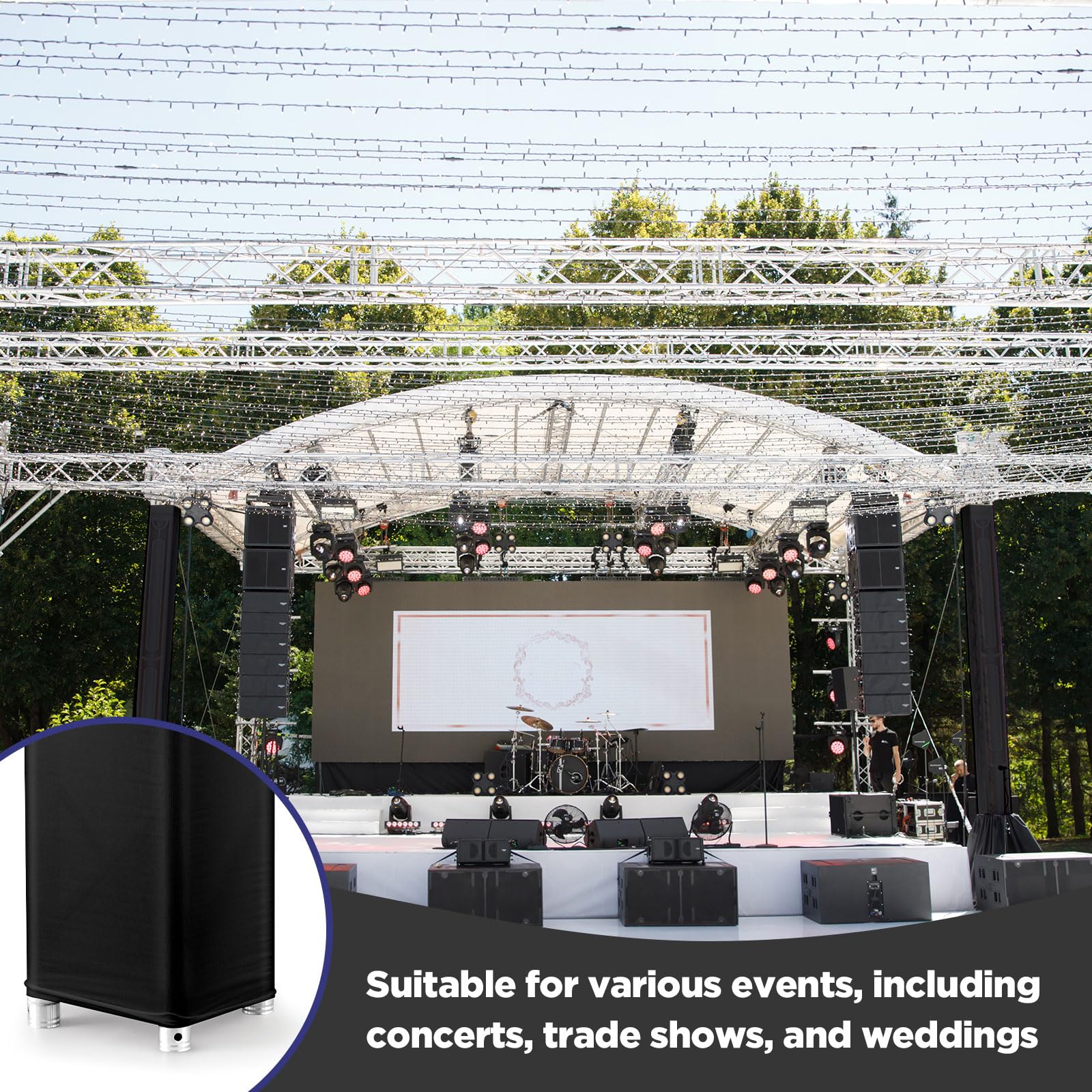 Hahafelt 2 Pcs Black Truss Cover Fits 4.92 ft x 12 in Box Truss Scrim Elastic Fabric Seamless Integration Easy Installation Pull over Sleeves
