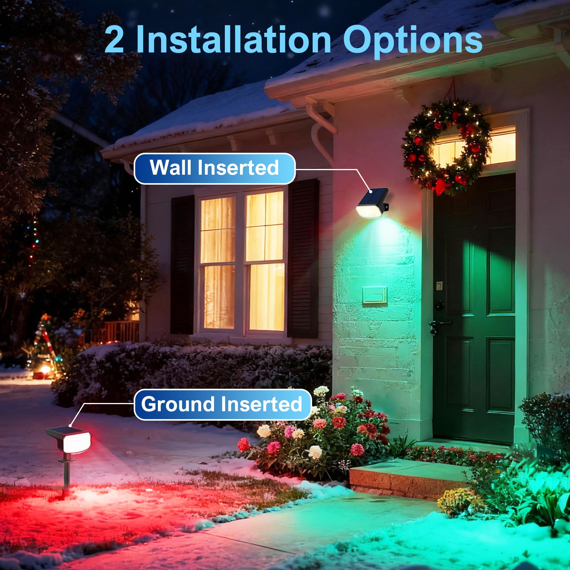 JEJOT Solar Lights Outdoor Waterproof IP65,Auto On/Off, 2700K 2 Lighting Modes, Super Bright LED, Solar Powered Yard Garden Solar Spot Lights for Outside Landscape -6 Pack