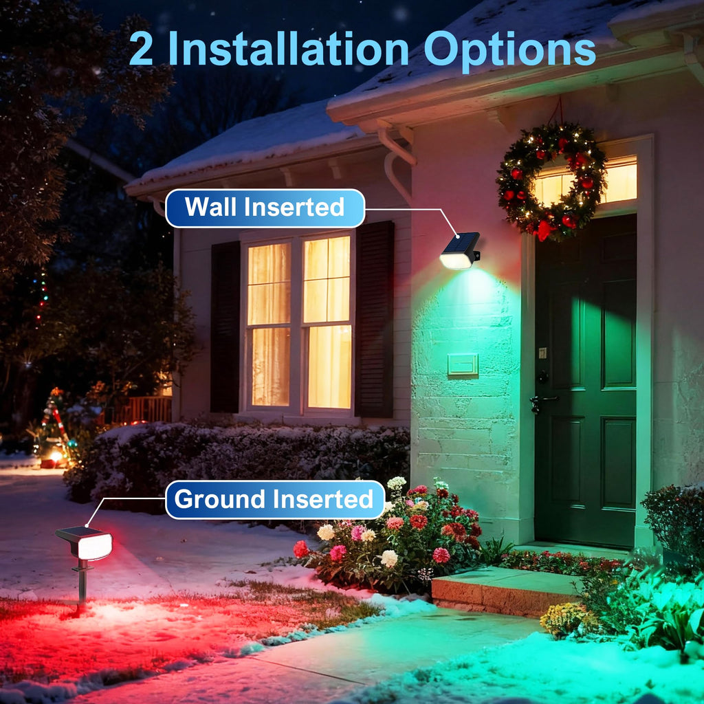 JEJOT Solar Lights Outdoor Waterproof IP65,Auto On/Off, 2700K 2 Lighting Modes, Super Bright LED, Solar Powered Yard Garden Solar Spot Lights for Outside Landscape -6 Pack