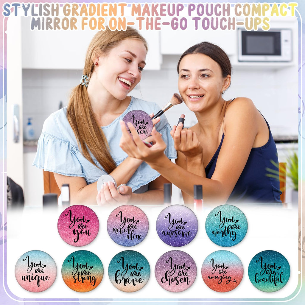 Vercraft 20 Pcs Employee Appreciation Gift for Women Inspirational Canvas Makeup Bag Portable Compact Mirror Bulk Cosmetic Bag Thank You Party Favor for Women Coworker Nurse (Bohemian,Boho)