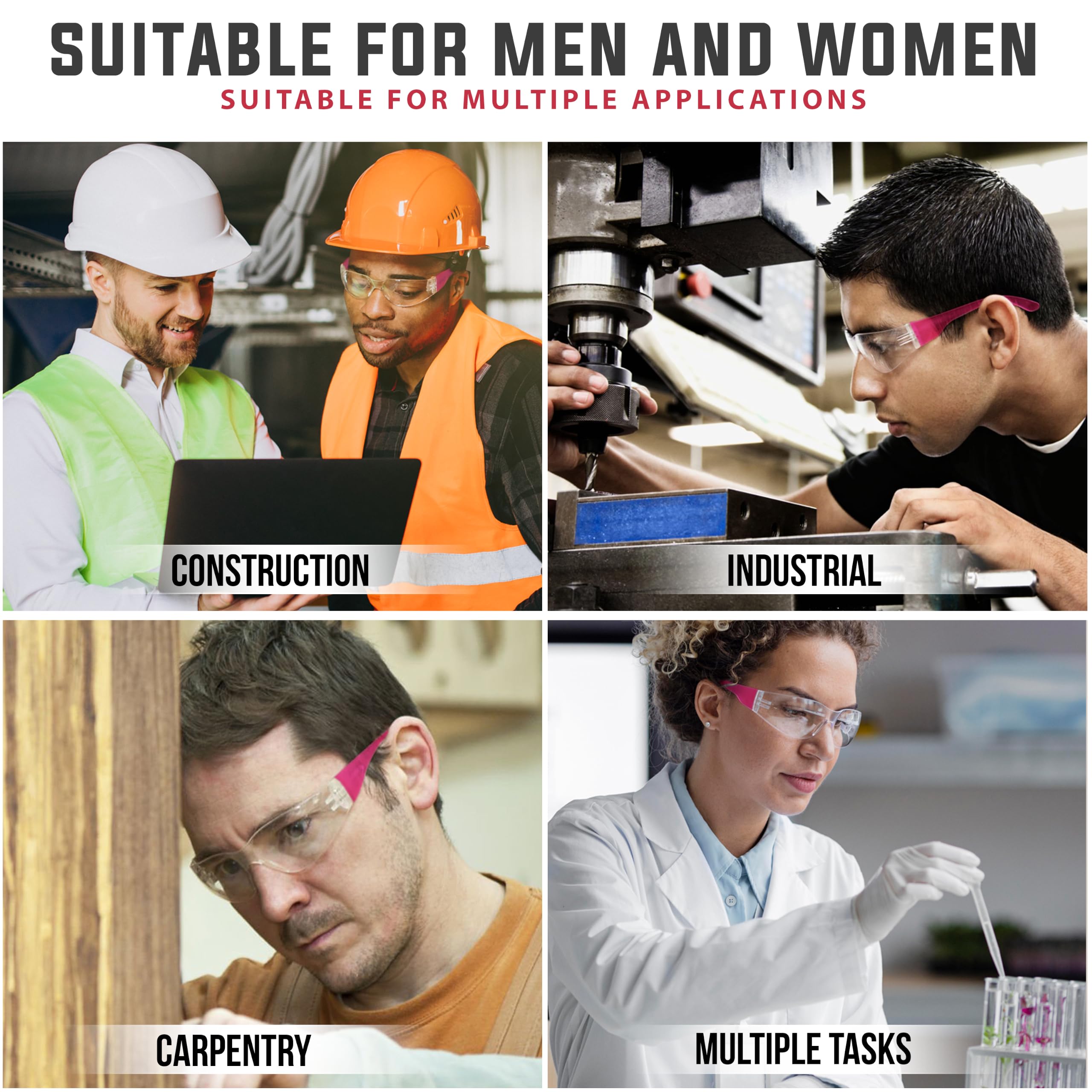 BISON LIFE Clear Safety Glasses – ANSI Z87.1 Certified Scratch & Impact Resistant Eye Protection Goggles for Men & Women