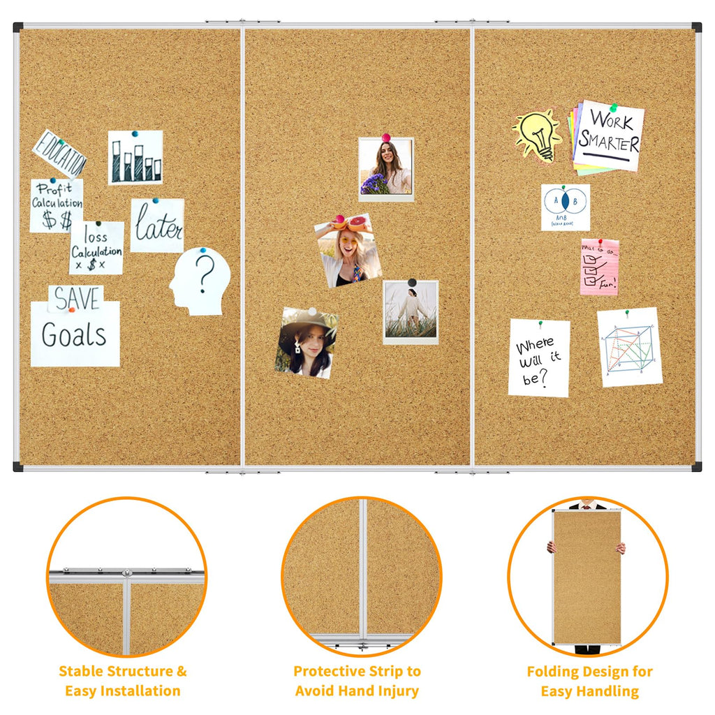 XBoard 24 x 18 Inch Wall-Mounted Office Cork Board, Notice Bulletin Board with Aluminum Frame