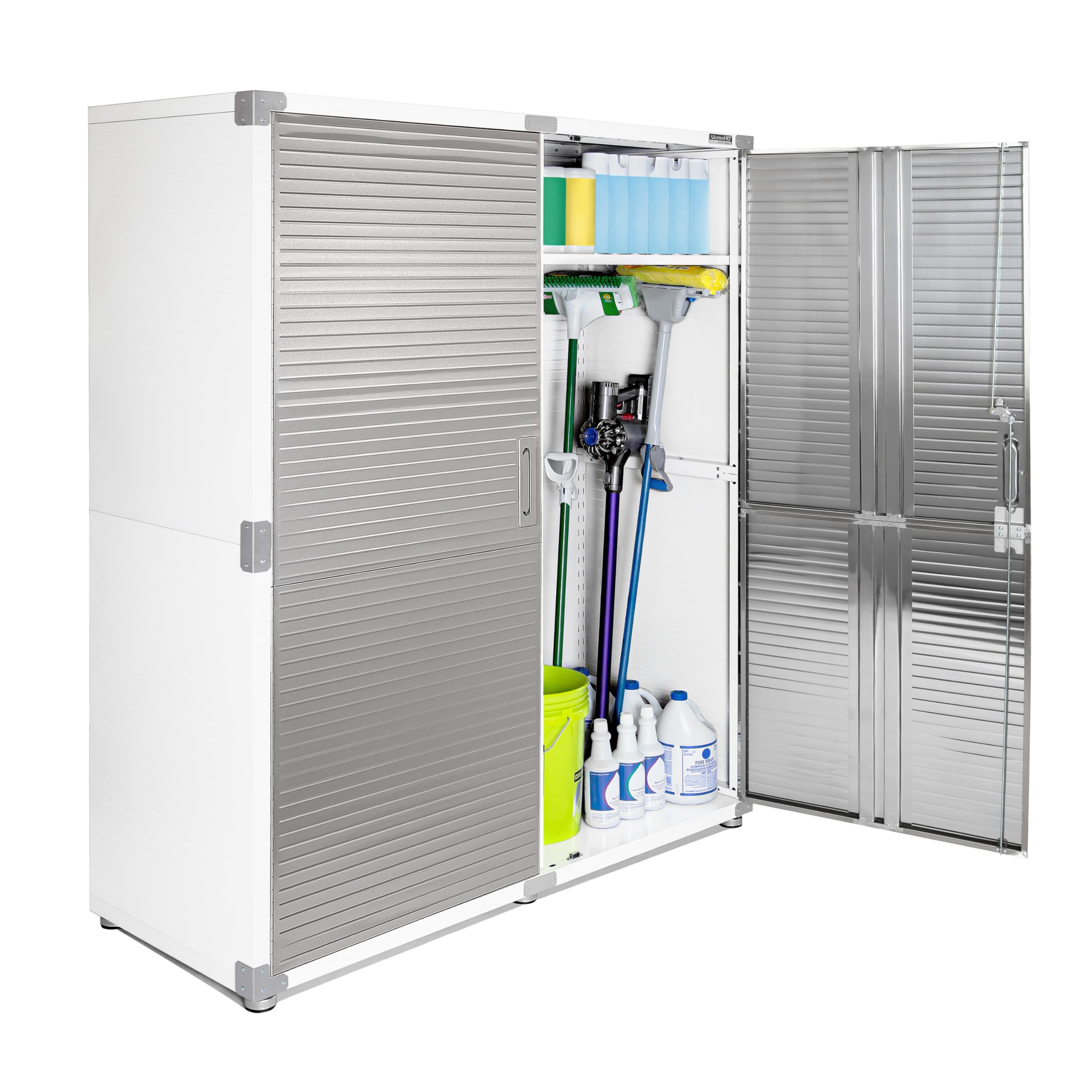 Seville Classics UltraHD Solid Steel Lockable Metal Storage Cabinet Locker Organizer, w/Adjustable Shelves for Garage, Warehouse, Office, Classroom, Granite, 30" W x 18" D x 72" H