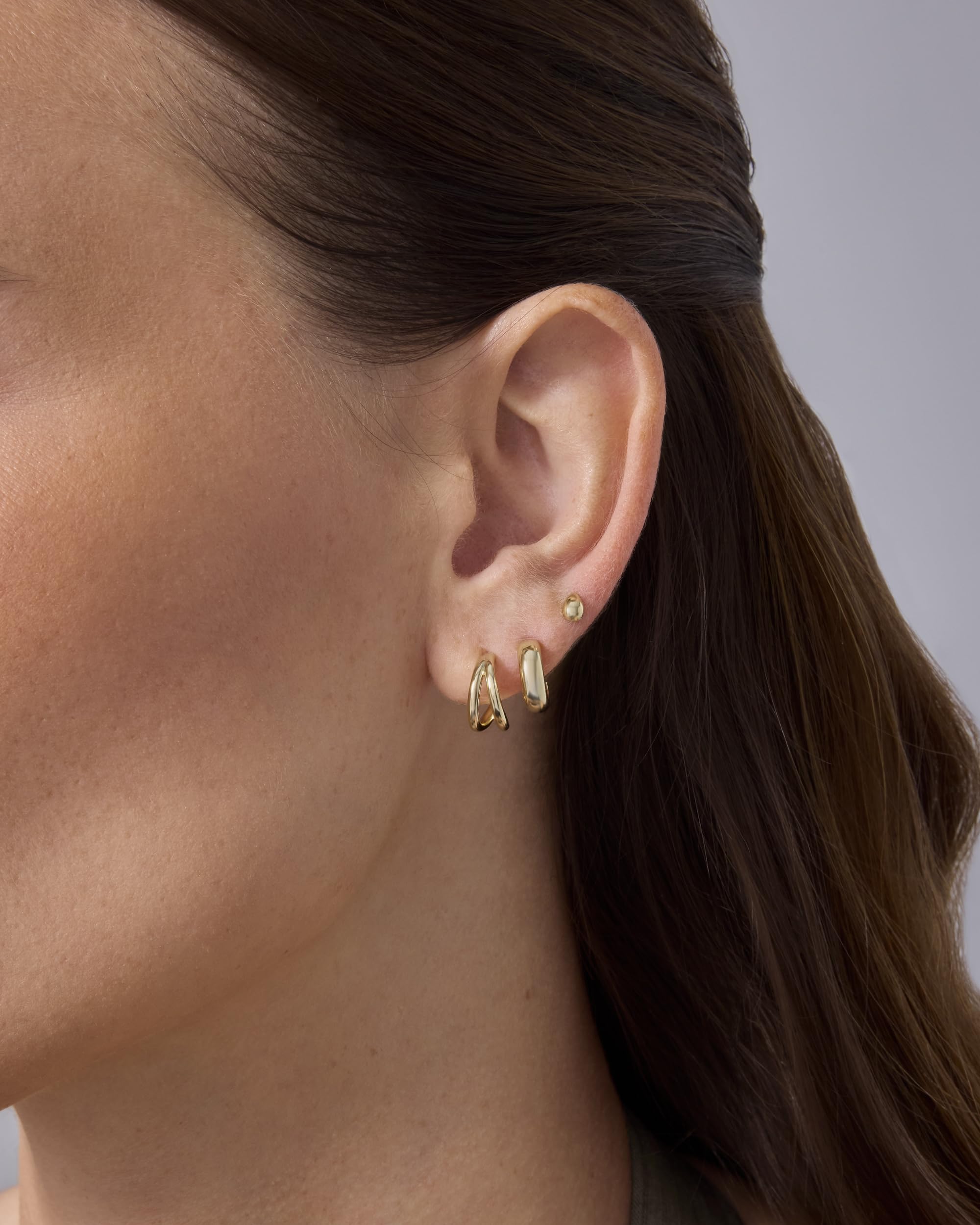 PAVOI Gold Hoop Earrings for Women - 14K-18K Yellow Gold Plated 925 Sterling Silver - Hypoallergenic 3-Pair Small Hoop Earings Set with Cubic Zirconia - Rope Teardrop & Chunky Huggie Styles Earscape Piercings