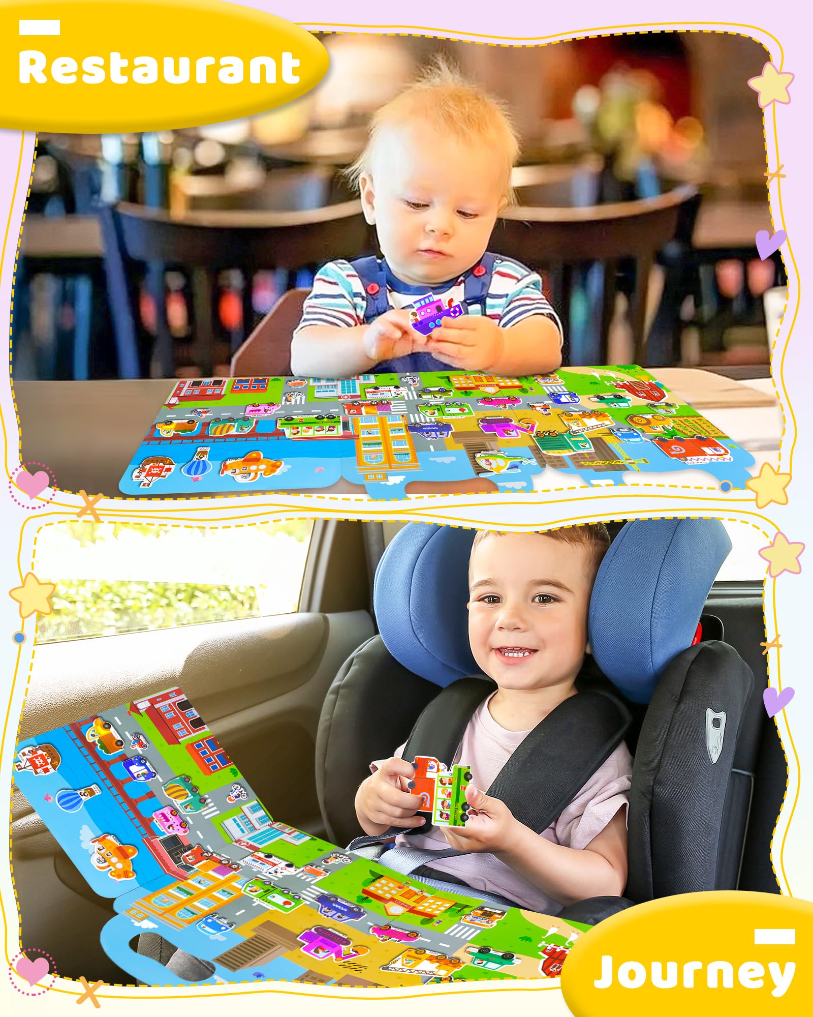 Benresive Reusable Sticker Book for Toddlers, Stickers for Kids, Travel Toys for Arts & Crafts Activities, Birthday Gift for Boys & Girls, Animals Dinosaurs Insects Themes