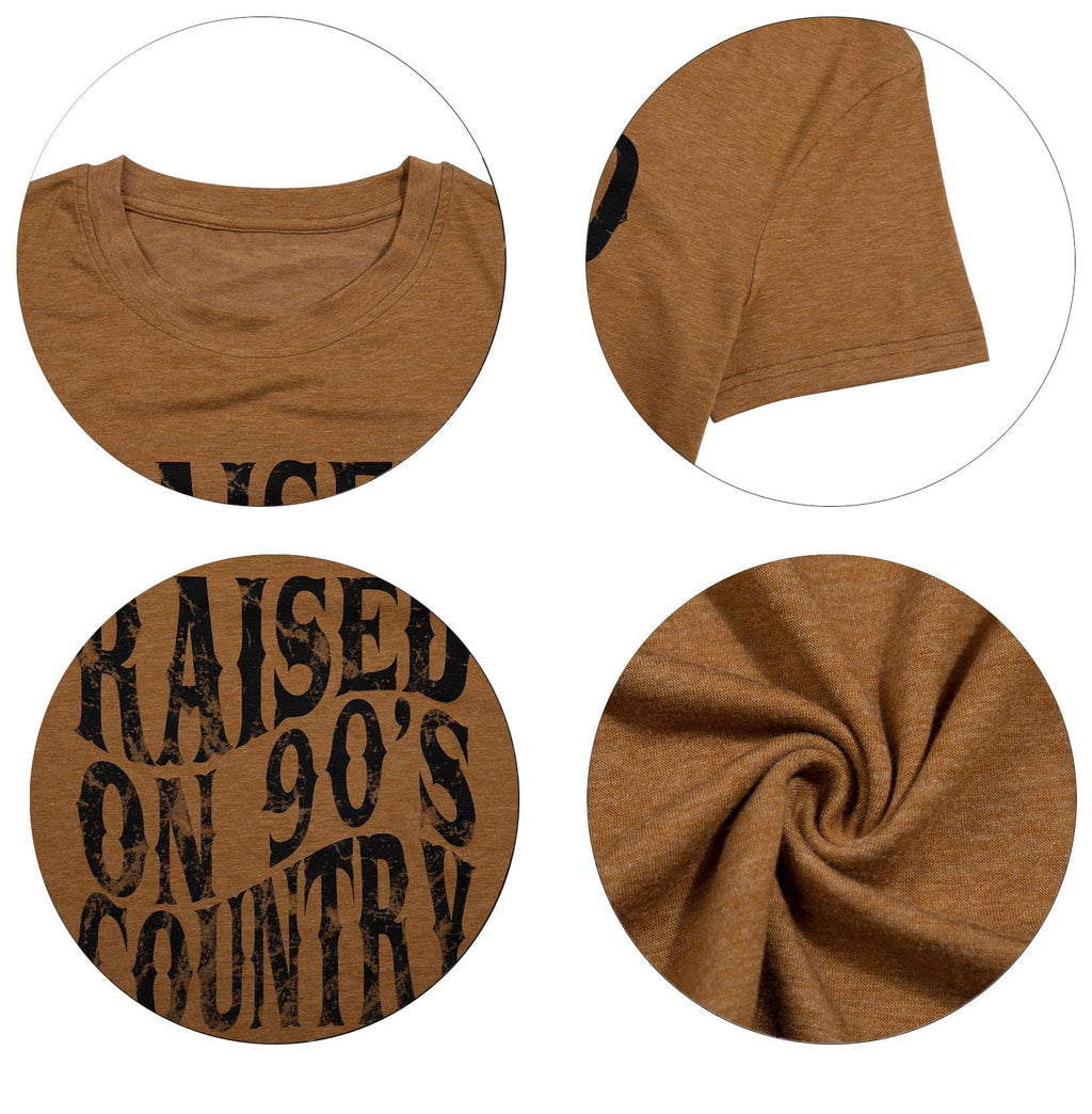 Raised on 90s Country Shirt Womens: Country Concert Outfit Country Music Tshirt Vintage Graphic Short Sleeve Tees