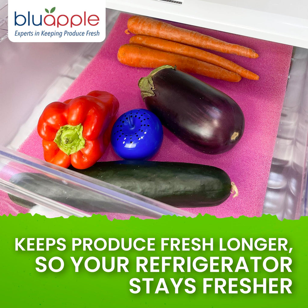 Bluapple FreshMats, Refrigerator Bin Liner, Fridge Drawer Mats, Crisper Life Extender Liner Keeps Produce Fresh Longer, Anti-Bruising, for Air Circulation, Washable & Reusable (4-Mats, 12x15, Black)