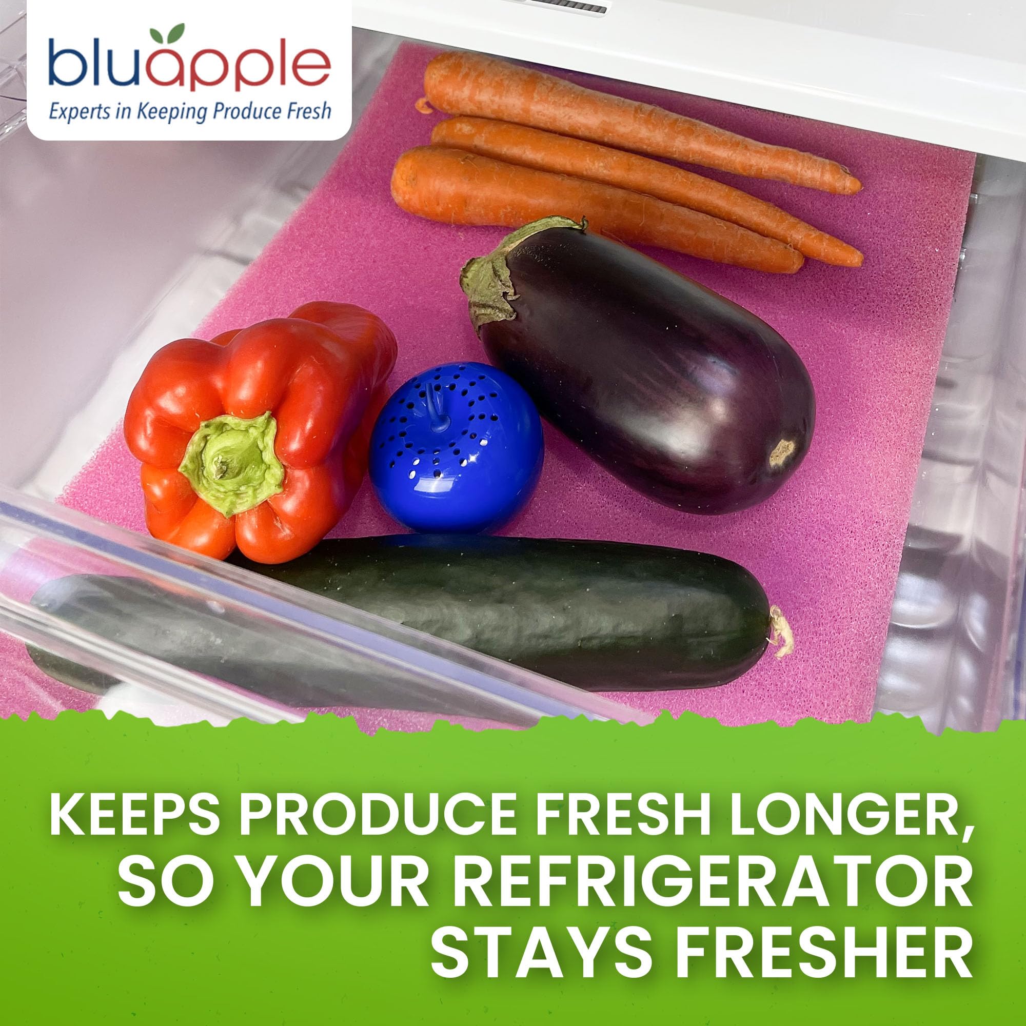 Bluapple FreshMats, Refrigerator Bin Liner, Fridge Drawer Mats, Crisper Life Extender Liner Keeps Produce Fresh Longer, Anti-Bruising, for Air Circulation, Washable & Reusable (4-Mats, 12x15, Black)