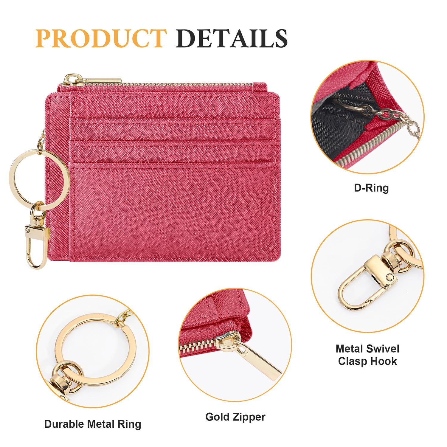 Sodsay Card Case Slim Front Pocket Wallet for Women Credit Card Holder with Keychain | Slim, Credit Card Holder, Front Pocket, with Keychain | Slim