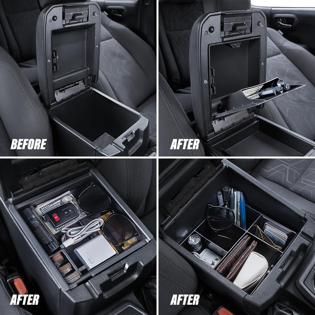 Carlimeki Center Console Organizer (3-piece set) for Tacoma 2016-2023 - for Tacoma Accessories