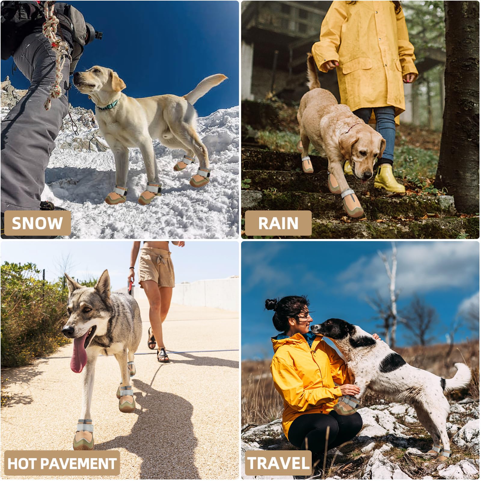 Hcpet Dog Boots, Dog Shoes for Large Dogs, Medium Dog Boots & Paw Protectors, Anti-Slip Dog Booties for Hot Pavement Winter Snow Hiking with Reflective Straps Black Size 1