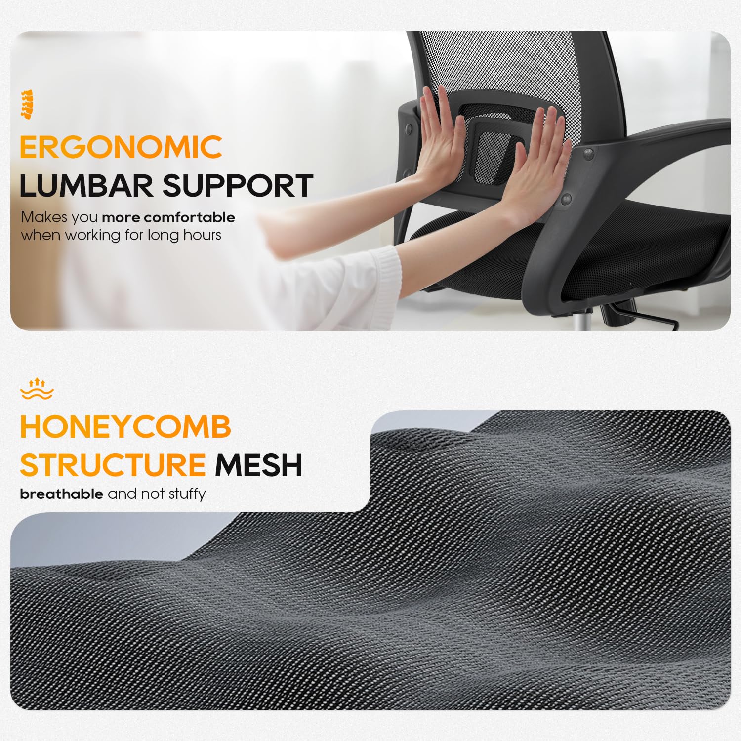 BestOffice Home Office Chair Ergonomic Desk Chair Mesh Computer Chair with Lumbar Support Armrest Executive Rolling Swivel Adjustable Mid Back Task Chair for Women Adults, Black (Black)