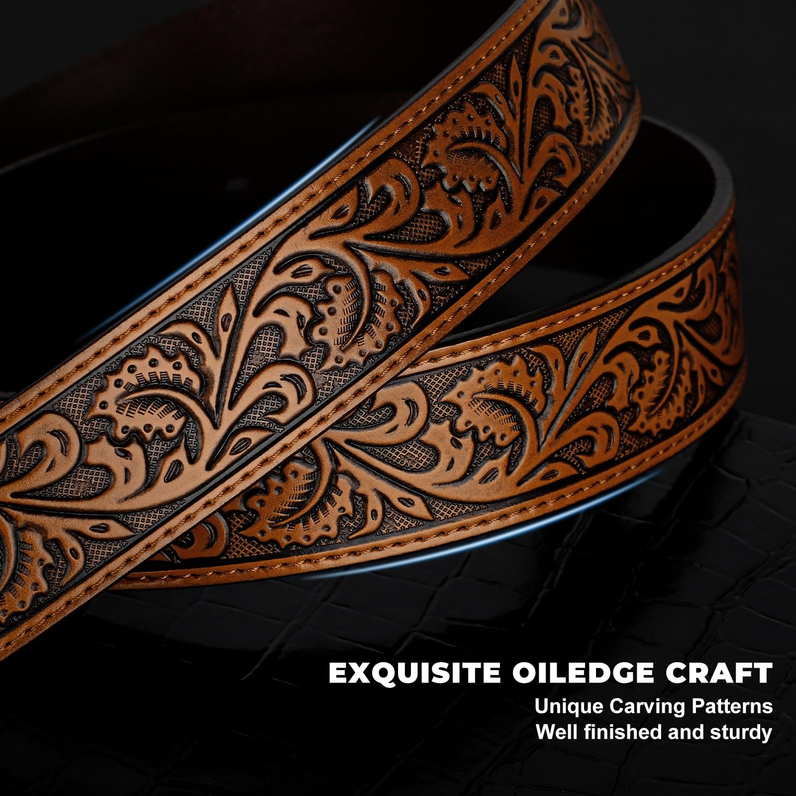 BELTROAD Western Leather Belt Strap for Men Women Cowboy Cowgirl Leather Mens Belts for Jeans Birthday Christmas Belt Gifts