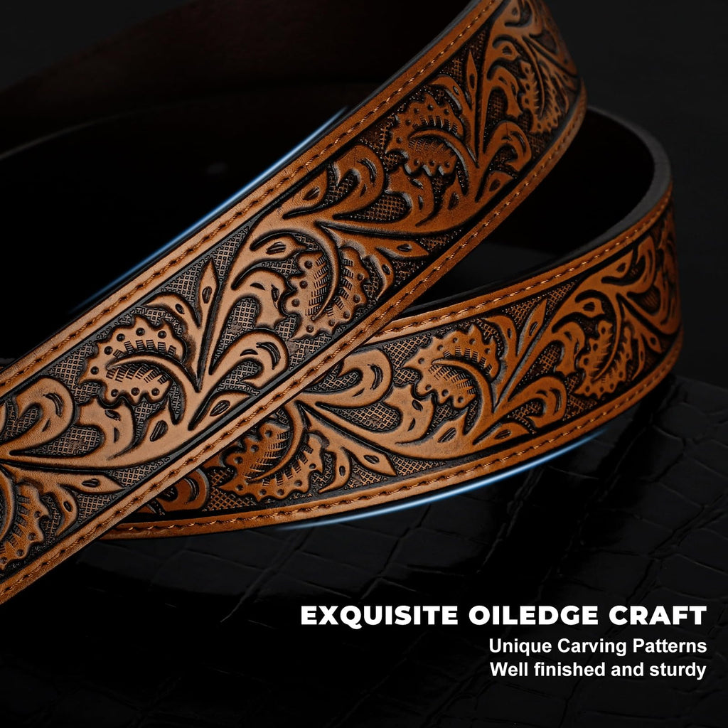 BELTROAD Western Leather Buckle Belt for Men Women Cowboy Cowgirl Mens Leather Belt for Jeans Christmas Men's Belt Gifts