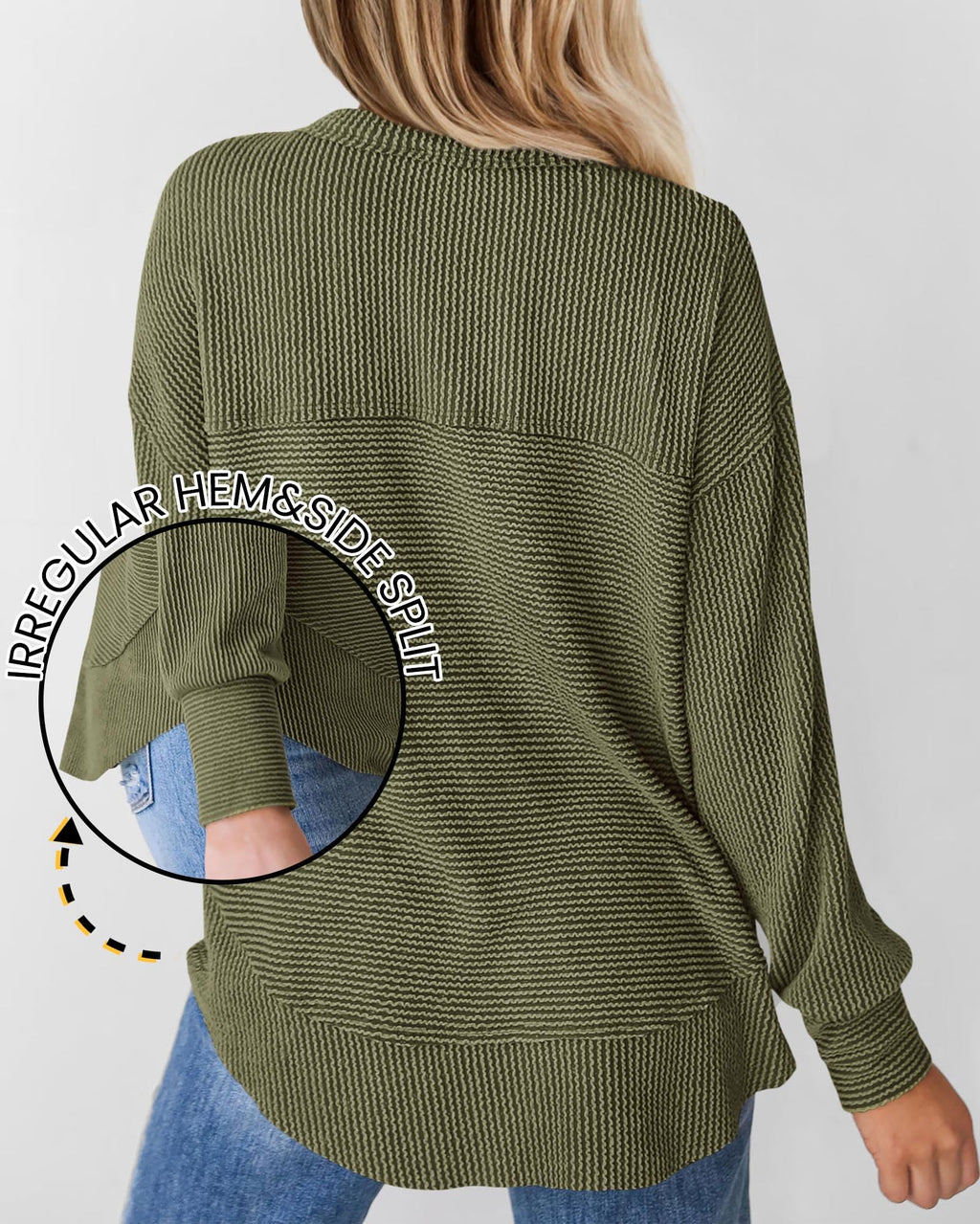 KIRUNDO Going Out Tops for Women Henley Shirts 2025 Casual Ribbed Knit Long Sleeve Tunic Summer Fall Button V Neck Blouse