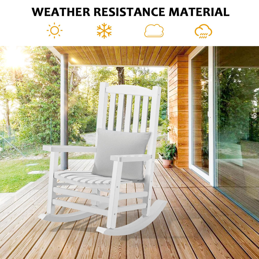 Hupmad Wooden Rocking Chair Outdoor Oversized Porch Rocker Chair,Patio Wooden Rocker with High Back and Armrest,All Weather Rocker Slatted for Backyard,Garden,400 lbs Support,Black