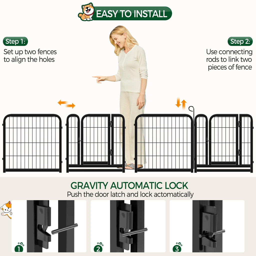 Yaheetech Dog Playpen, 24 inch 2 Panels Dog Pen for Indoor Heavy Duty Puppy Exercise Pen Metal Pet Fence for RV Camping/Yard/Garden