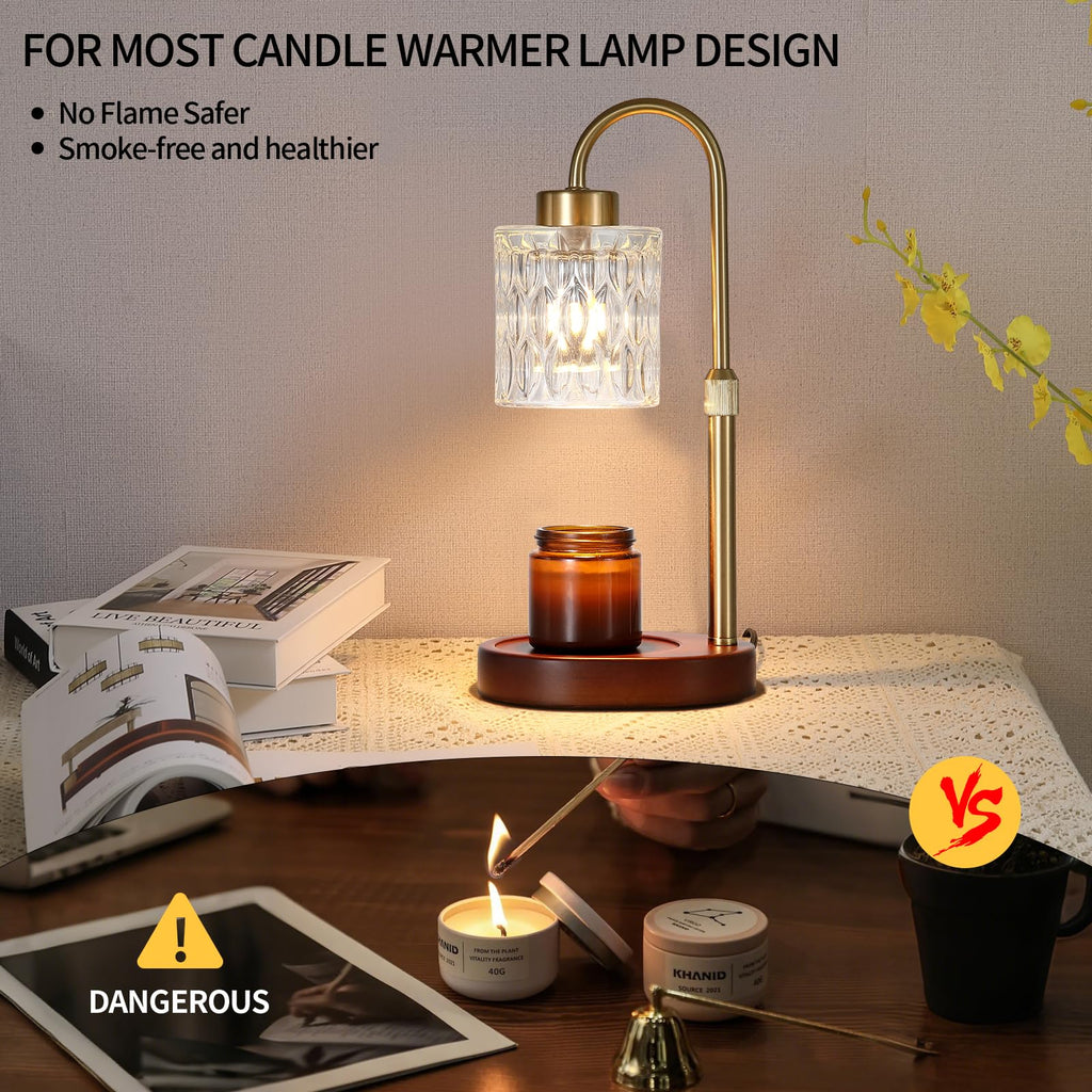 MEIXISUE Candle Warmer Lamp with Timer and Dimmer,Electric Amber Light Gifts for Women Melt Wax Warmer Lamp with 2 Bulbs for Candle Jars House Warming New Home Decor
