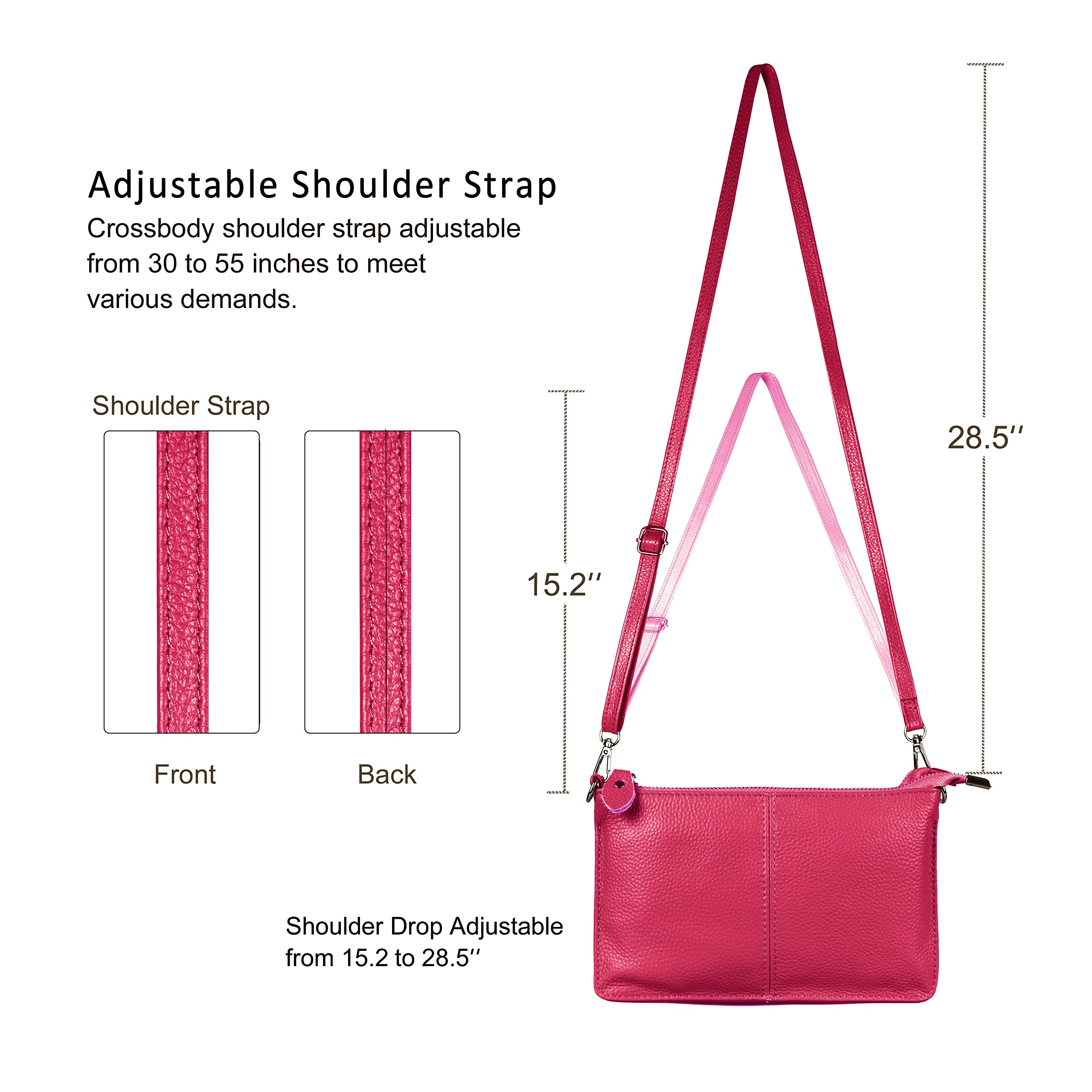 befen Genuine Leather Wristlet Clutch Wallet Purses Small Crossbody Bags for Women with RFID Blocking Card Slots