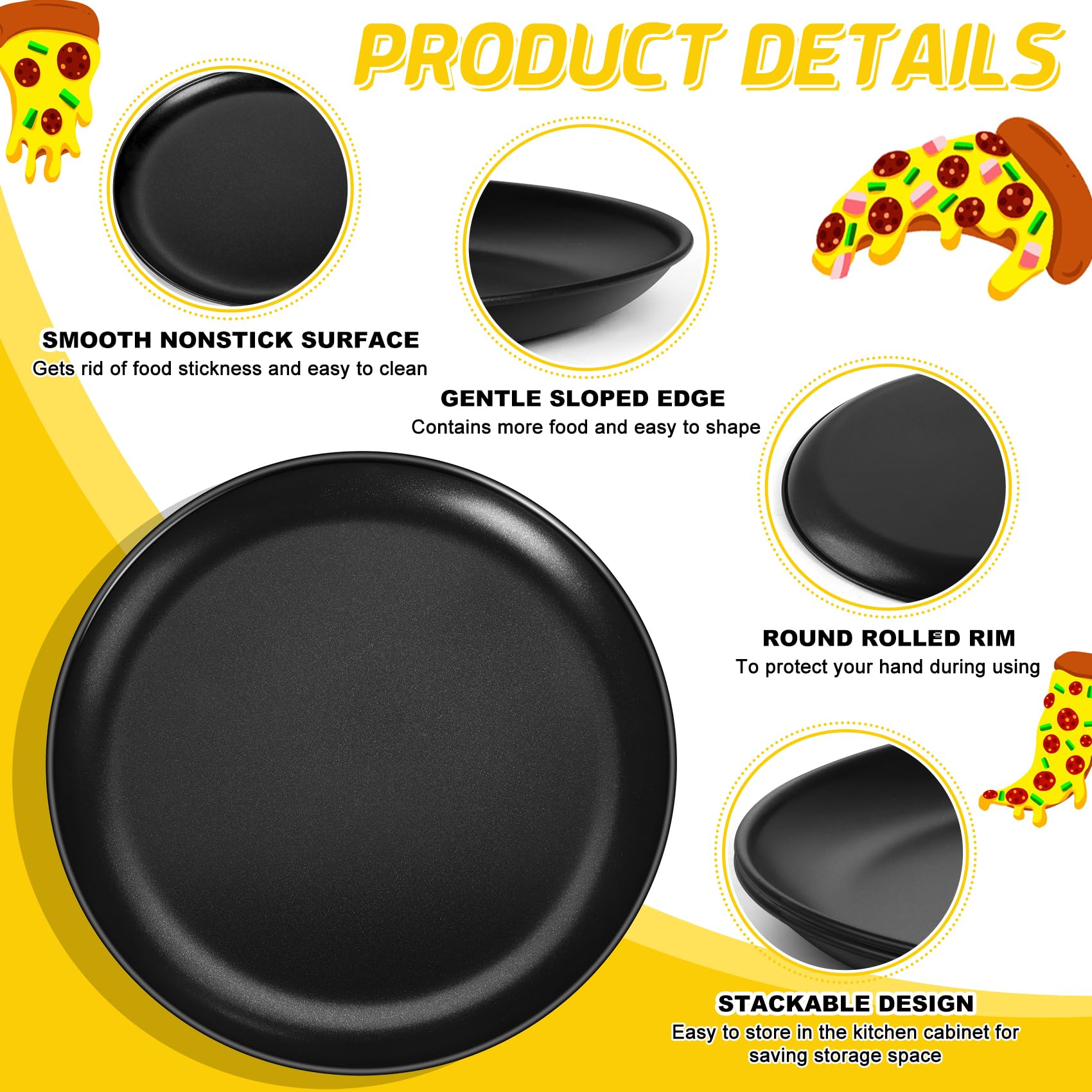 P&P CHEF Pizza Pan Set of 2, Stainless Steel Pizza Tray, Round Pizza Plate For Pie Cookie Pizza Cake, Non Toxic & Heavy Duty, Dishwasher Safe & Easy Clean, 10 Inch & Silver