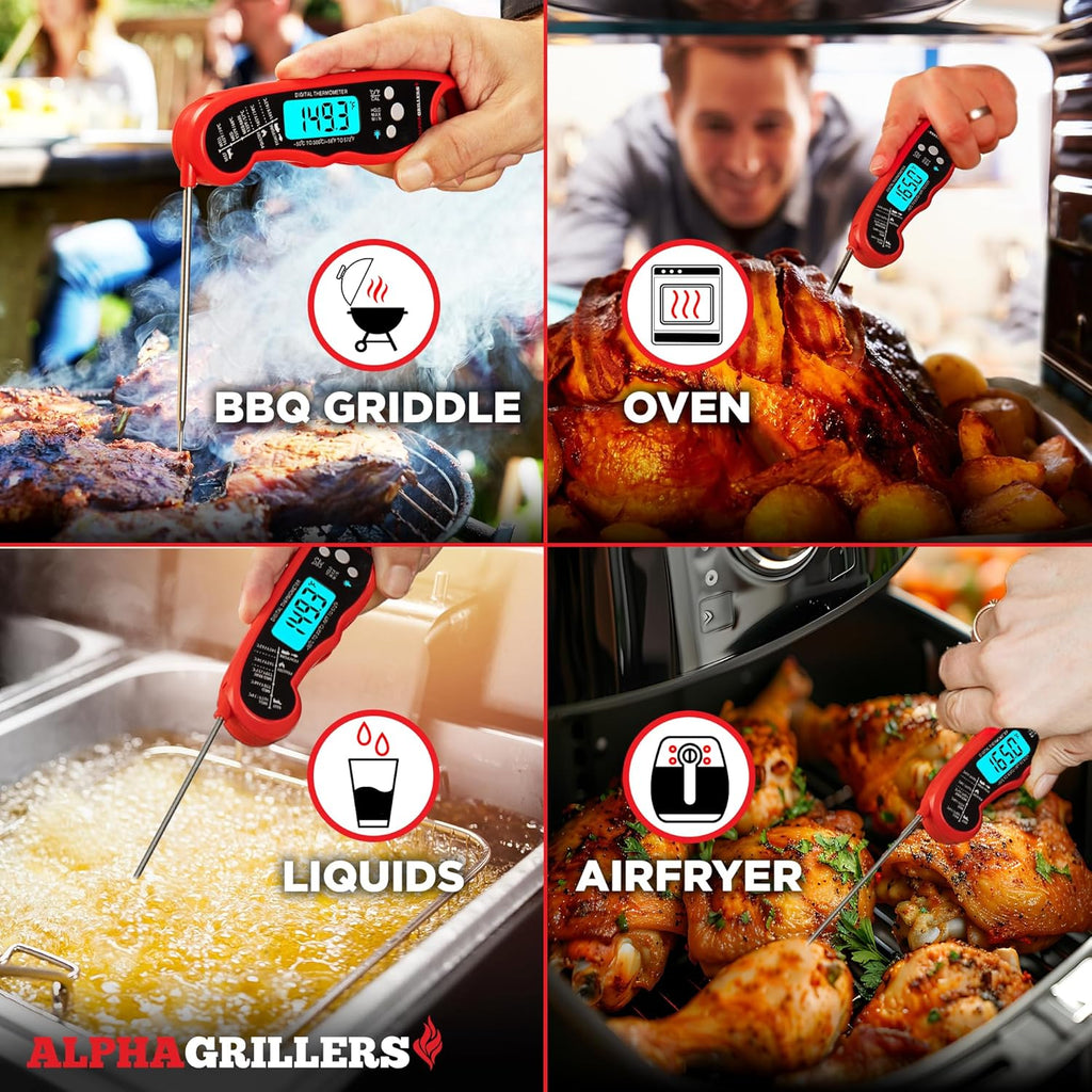 Alpha Grillers Meat Thermometer Digital – Instant Read Food Thermometer for Cooking & Grilling – Professional Kitchen Birthday Gifts for Men, Him, Dad, Husband, Boyfriend