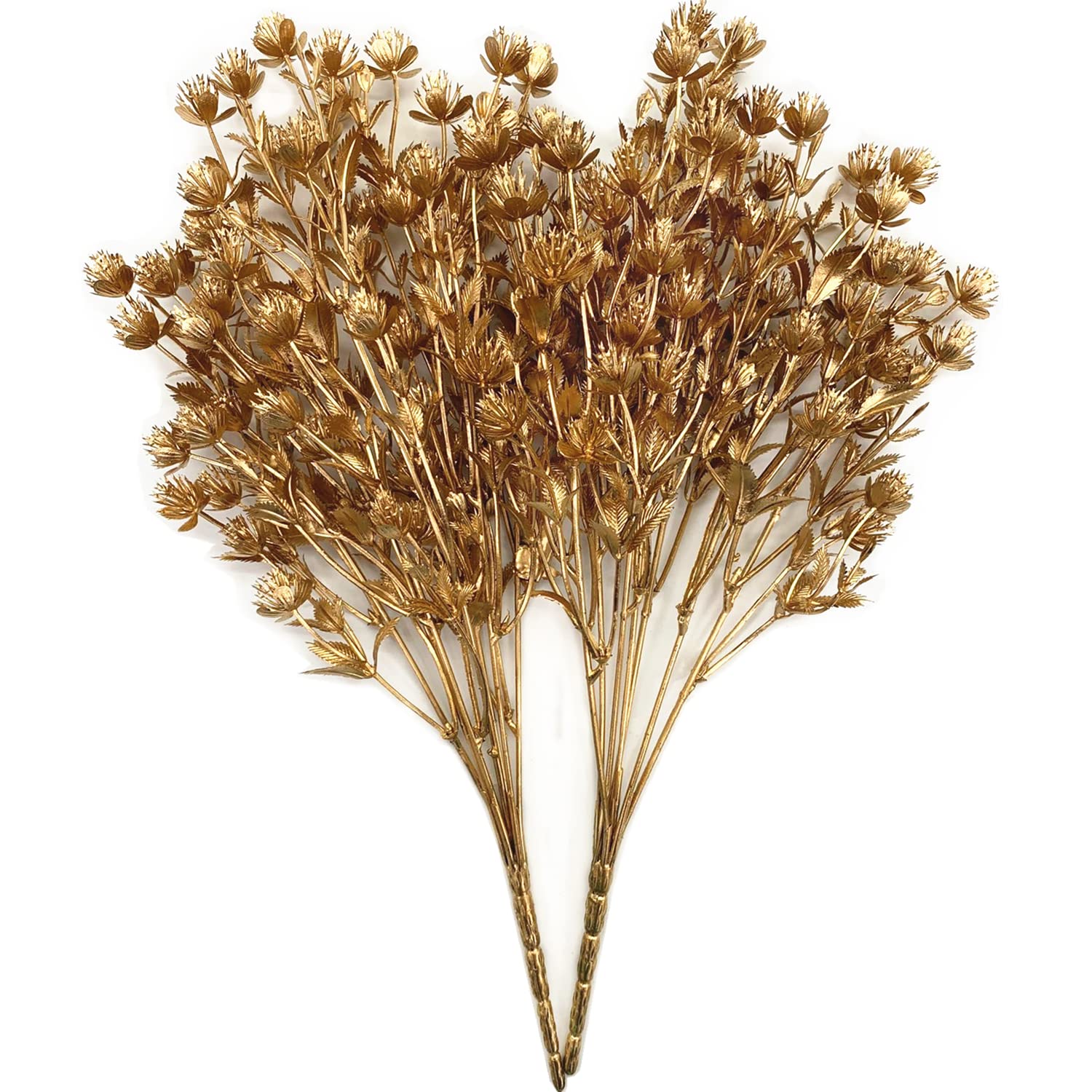 Christmas Decor Artificial Plants, PASYOU Gold Fake Antlers Plastic Grass Shrubs Leaves Indoor Outdoor Home Garden Party Hotel Verandah Wedding Event Faux DIY Decoration - 30 Inch Golden 2 Bunches