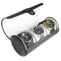 CASE ELEGANCE Travel Watch Case Roll Organizer for Men - 3 Watch Box & Vegan Faux Leather Watch Display Case - Mens Watch Holder, Storage & Travel Organizer - Black