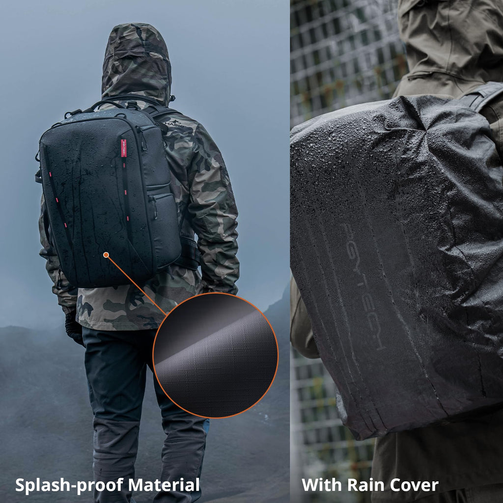 PGYTECH OneMo 2 25L-33L Camera Backpack with Shoulder Bag for Photographers, Waterproof Large Camera Bag for Canon/Nikon/Sony/dji Drone/Laptop/Tripod, Black
