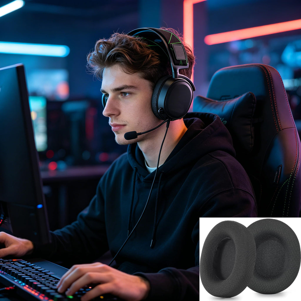 Arctis 3/5 / 7/9 Replacement Black Fabric Ear Pads Cushion Compatible with SteelSeries Arctis 3 / Arctis 5 / Arctis 7 Arctis 9 / Arctis 1 / Arctis pro Lossless Wireless Gaming Headset Headphone
