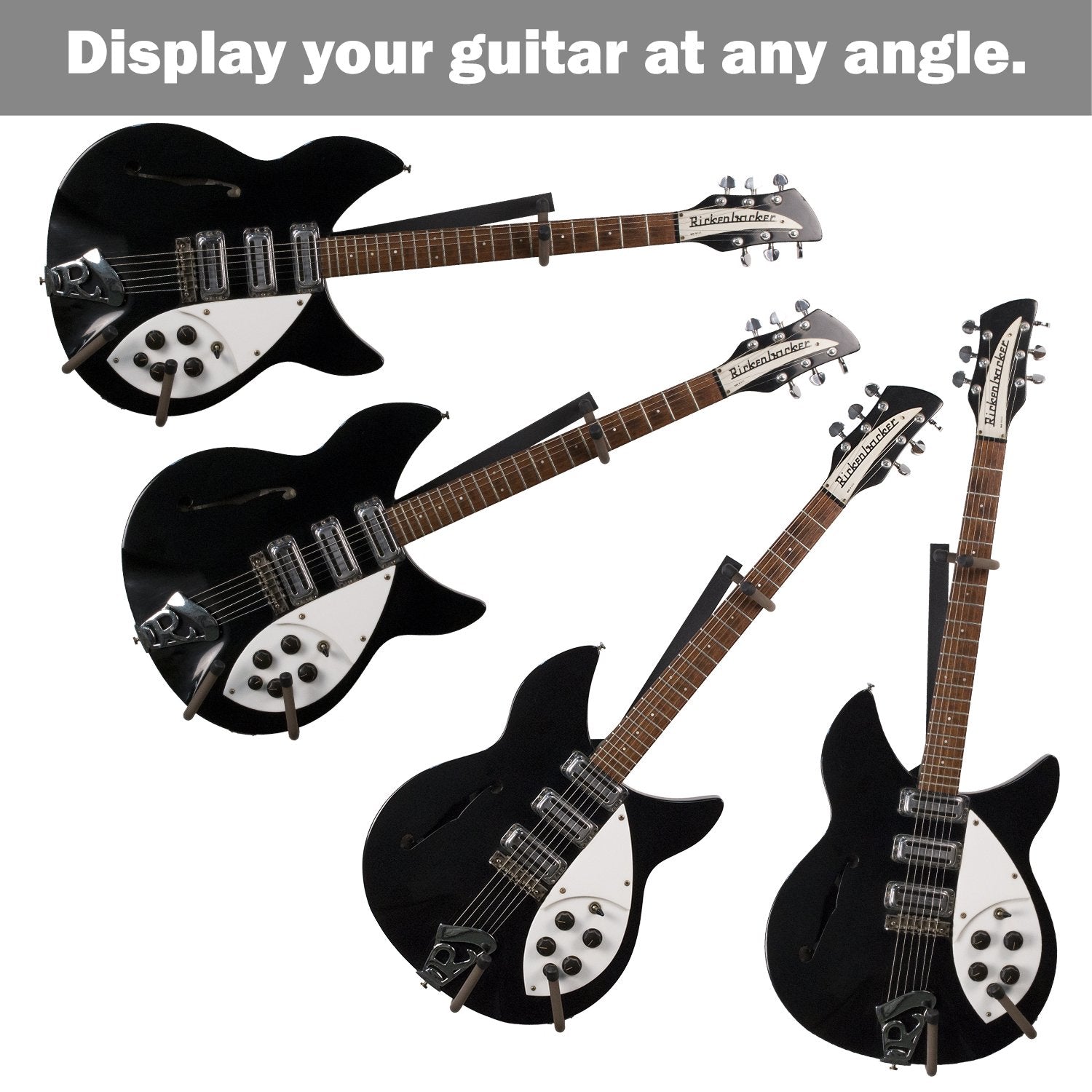 String Swing Guitar Holder Low-Profile Wide-Body for Horizontal Flat Wall Mount - 1 Piece Unit CC151-LPW-FW