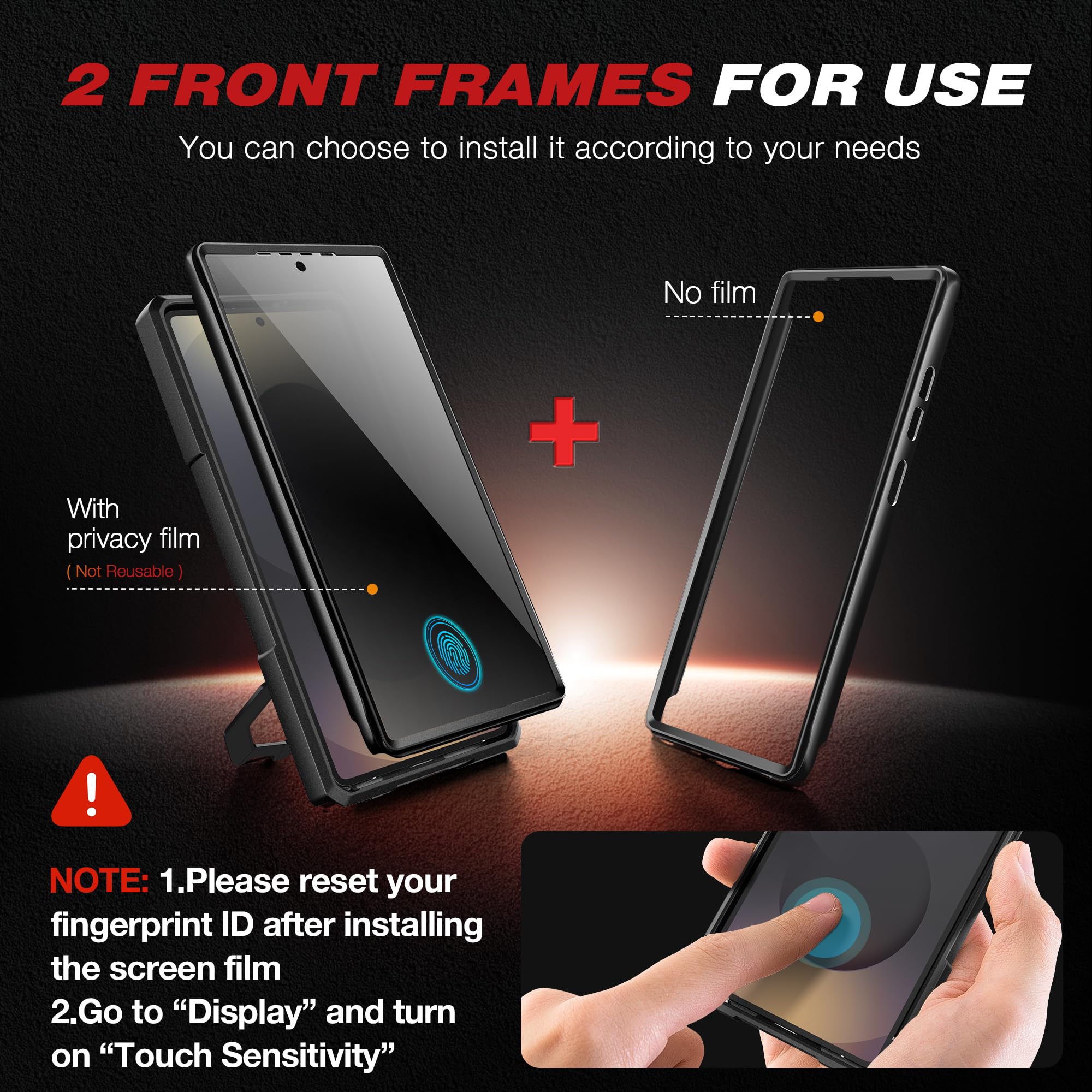 TONGATE Magnetic Stand for Samsung Galaxy S25 Ultra Case with Privacy Screen Protector, [Compatible with Magsafe] [Military Drop Protection] S25 Ultra Case with Camera Cover & Belt Clip, Black 6.9"