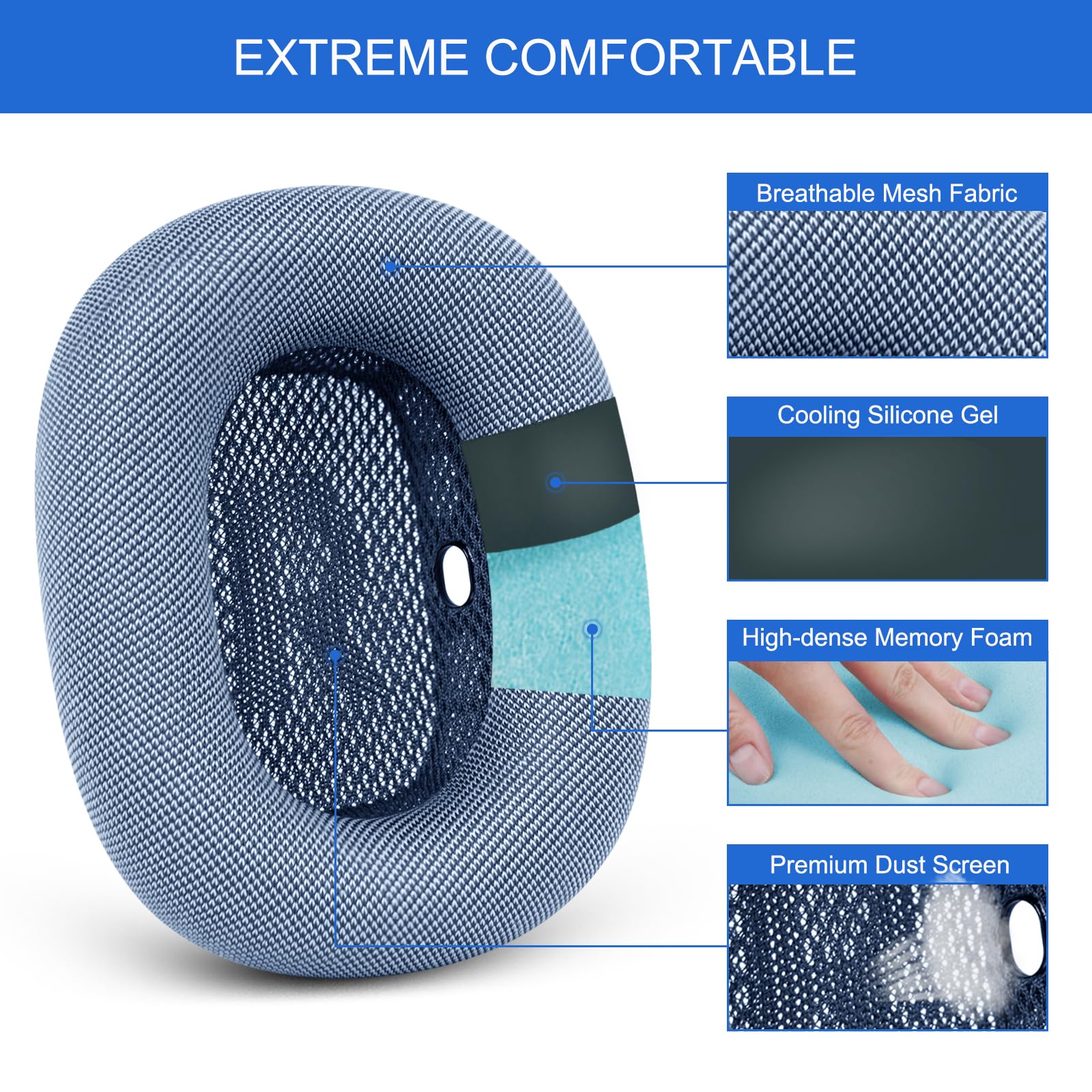 Ear Cushions for AirPods Max - Mesh Fabric Ear Cups Cover Replacement - Upgraded Cushion for Apple Air Pods Max Headphones (Green)