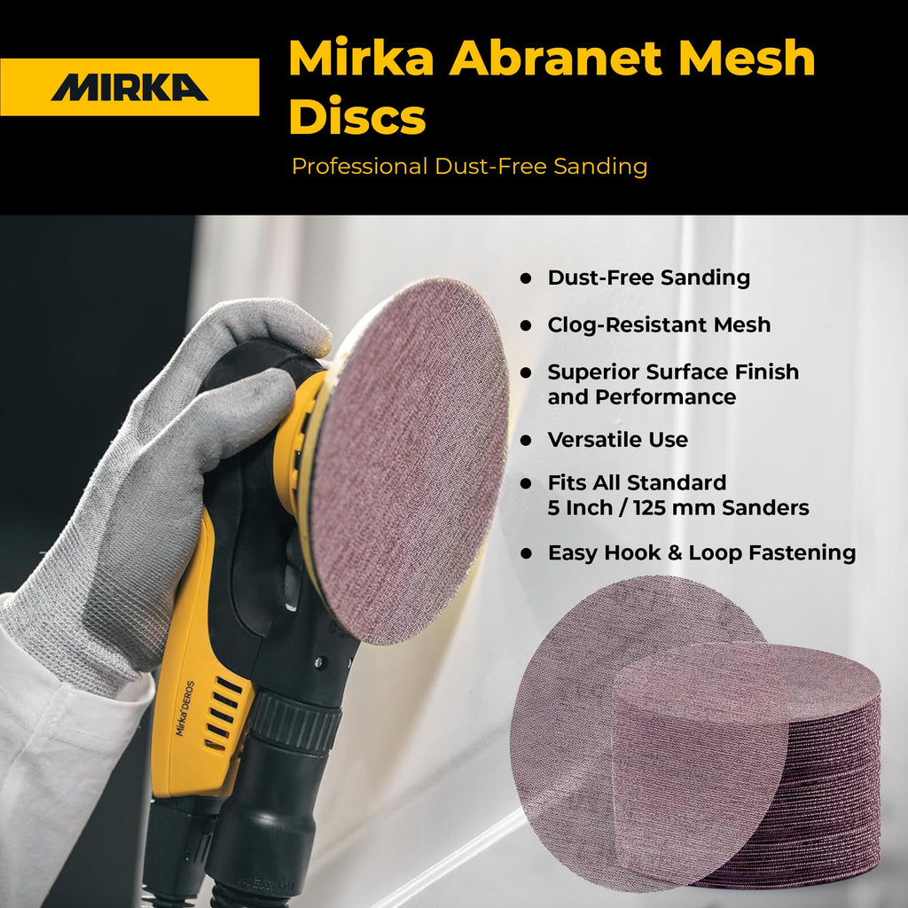 Mirka Abranet Sanding Mesh Discs 80 Grit 5 Inch Hook and Loop 50 Pcs | Hook and Loop, 50pcs, 9A-232-080