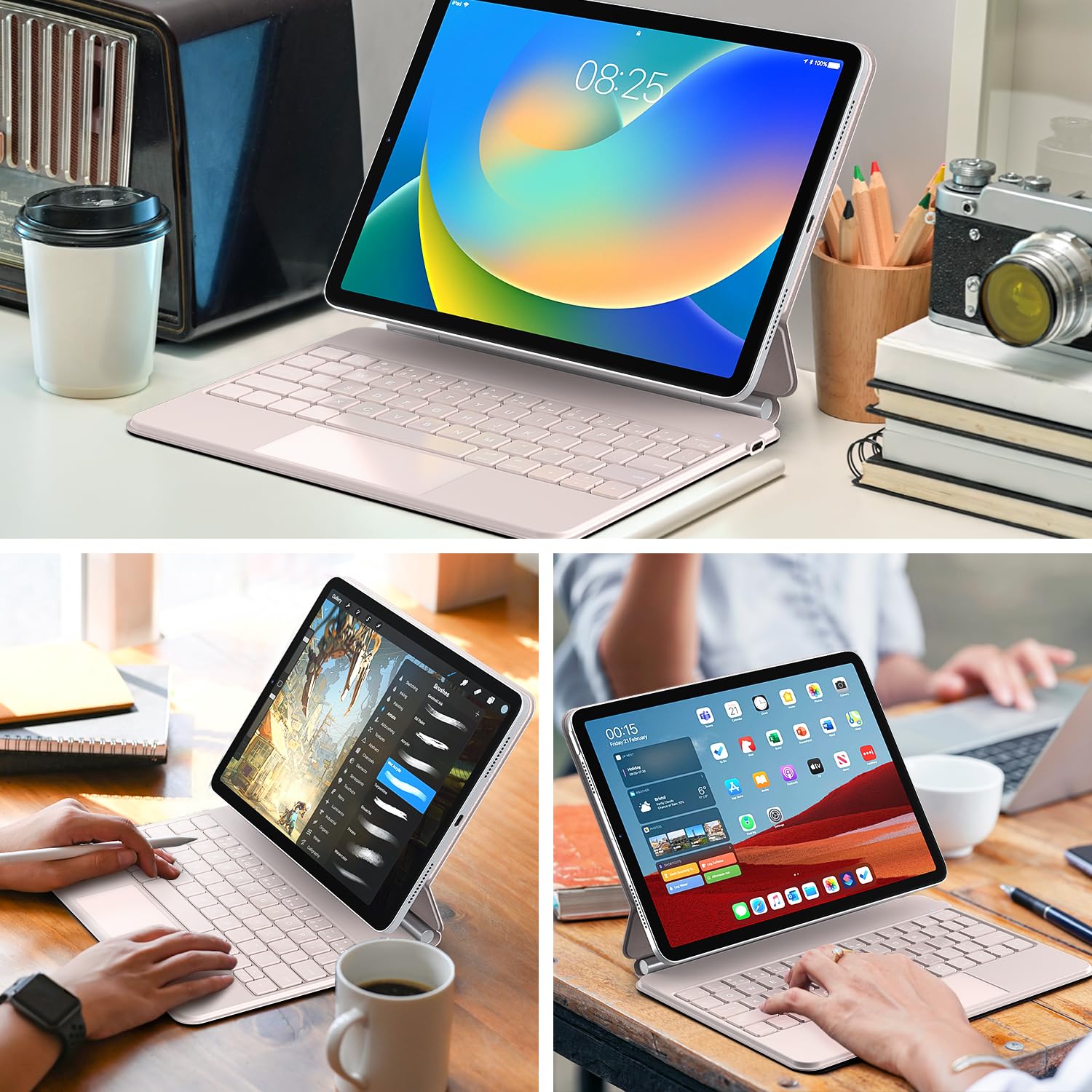 runelk Keyboard Case for iPad 10th Generation 2022 & 11th (A16, 2025) – Magic-Style Keyboard with Multi-Touch Trackpad – Floating Cantilever Stand – Magnetic Case for iPad 10.9 inch 10th / 11th Gen.