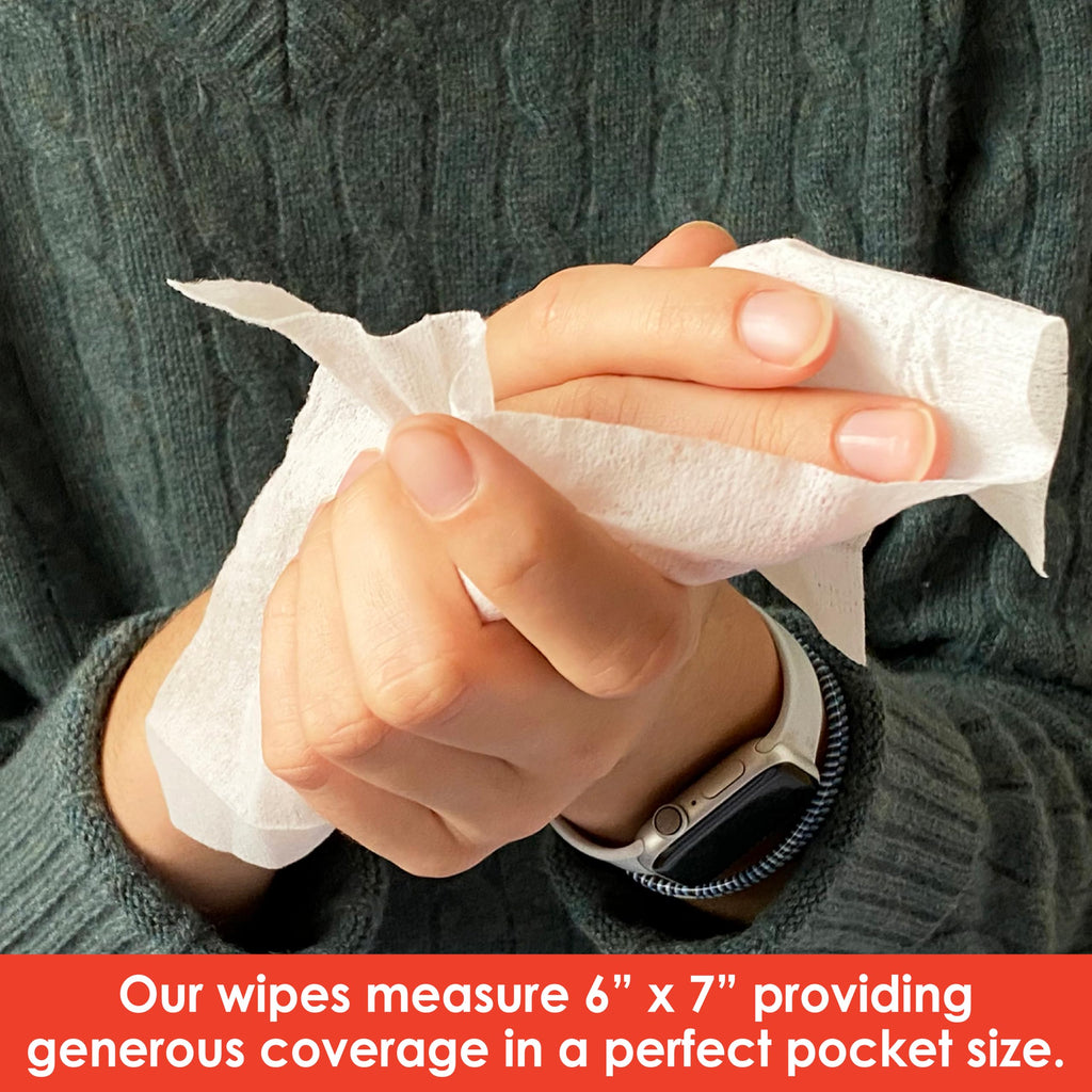 NEATwipes Hand Sanitizing Wipes | Travel Size | Disposable Wet Wipe & Biodegradable | Fresh Citrus Essential Oil | Soothing Aloe Vera | 24 Individually Wrapped Wipes