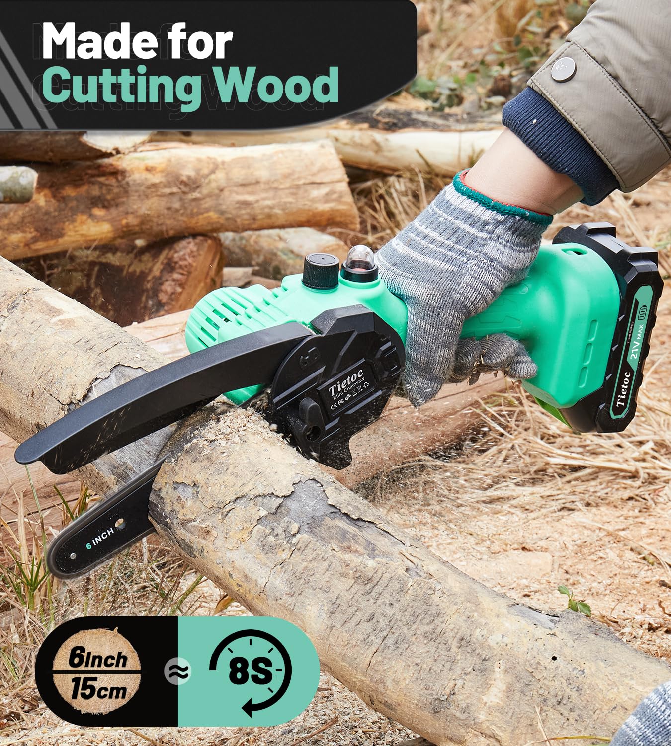 Tietoc Chainsaw 6 Inch Mini Electric Chainsaw Cordless Battery Powered, Hand Held Saw for Wood/Trees Trimming, Tools for Household and Garden, Chain Saw Gift for Men Dad Husband Fathers Gardener 2026