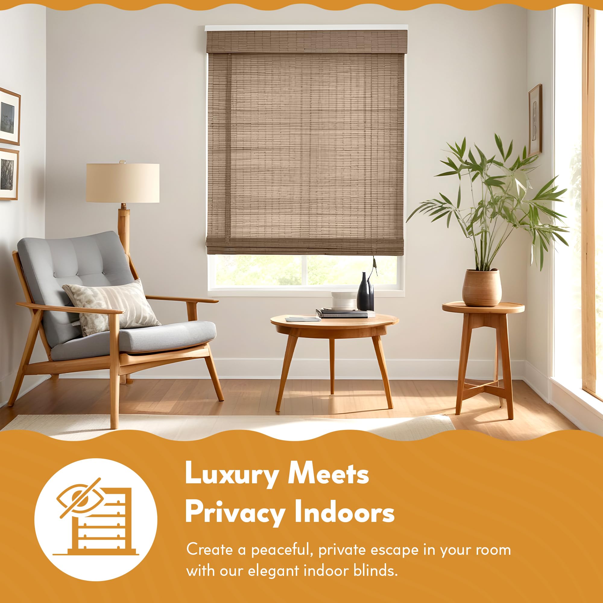 Radiance Cordless Bamboo Roman Shades for Windows - Flatstick Bamboo Blinds for Semi-Private Light Control - Easy to Lift & Fold Up Window Shades - Cocoa - 23 in. W x 64 in. L - (2216300E)