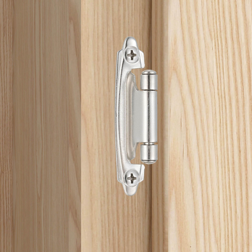 4 Pack (2 Pairs) Antique Brass Self Closing Cabinet Hinges for Kitchen Cabinet Door, 1/2" Overlay (Variable) Semi Concealed Kitchen Cabinet Hinges