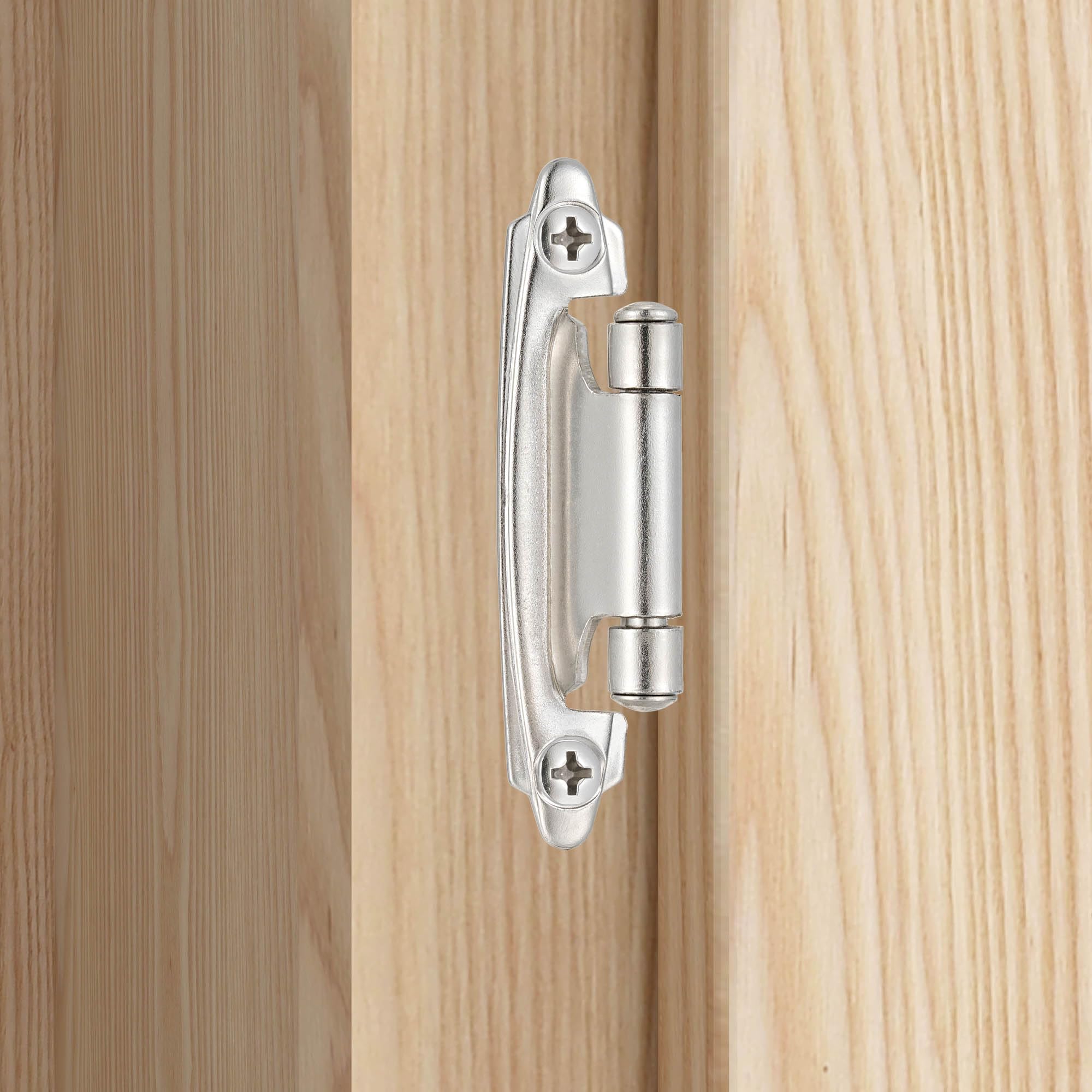 4 Pack (2 Pairs) Antique Brass Self Closing Cabinet Hinges for Kitchen Cabinet Door, 1/2" Overlay (Variable) Semi Concealed Kitchen Cabinet Hinges