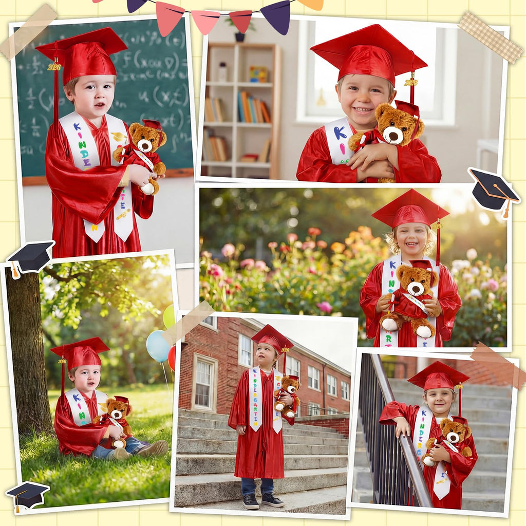 Sintuff 7 Pcs Kindergarten Preschool Graduation Cap and Gown with Bear Gifts 2026 Grad Stole Tassel Sash for Toddler Kids