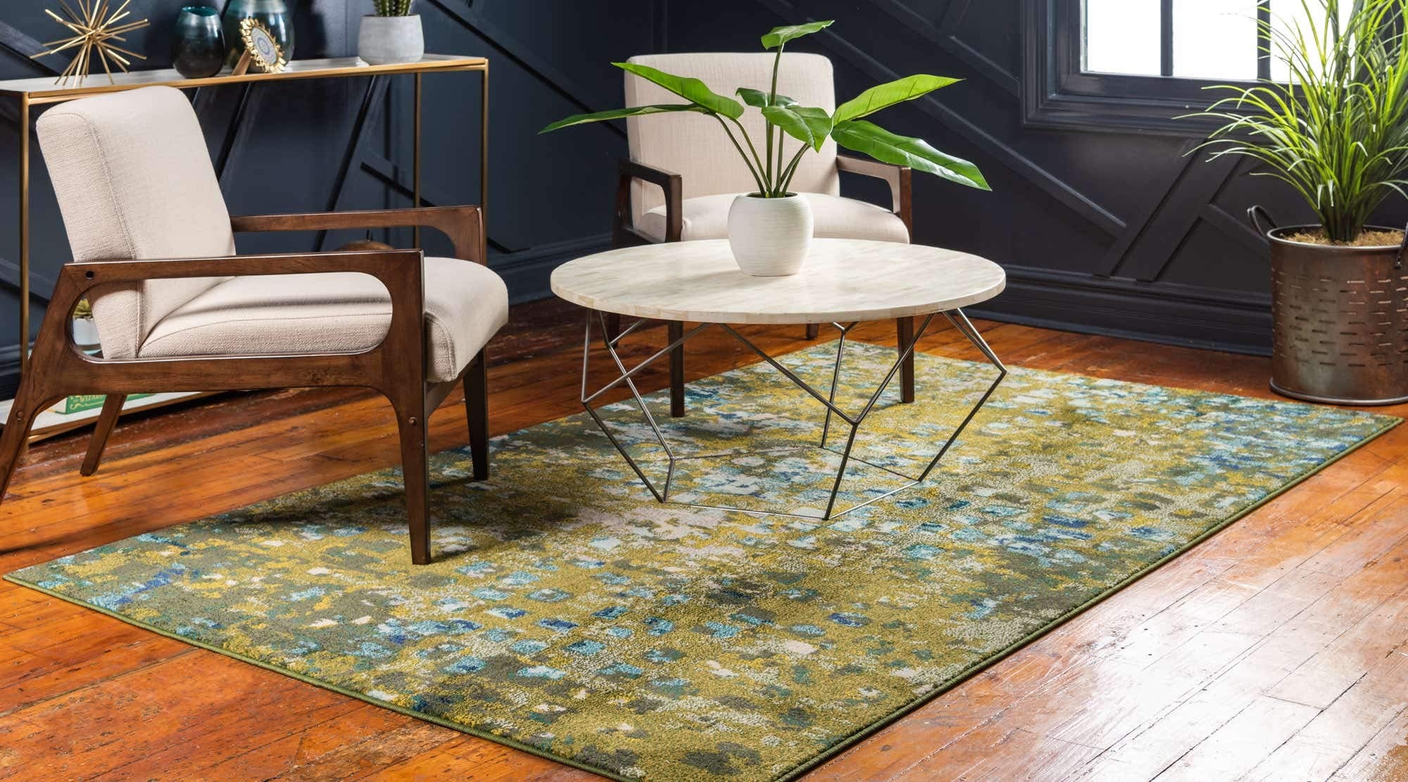 Unique Loom Jardin Collection Colorful, Vibrant, Abstract, Modern Area Rug (2' 0 x 3' 0 Rectangular, Multi/ Blue)