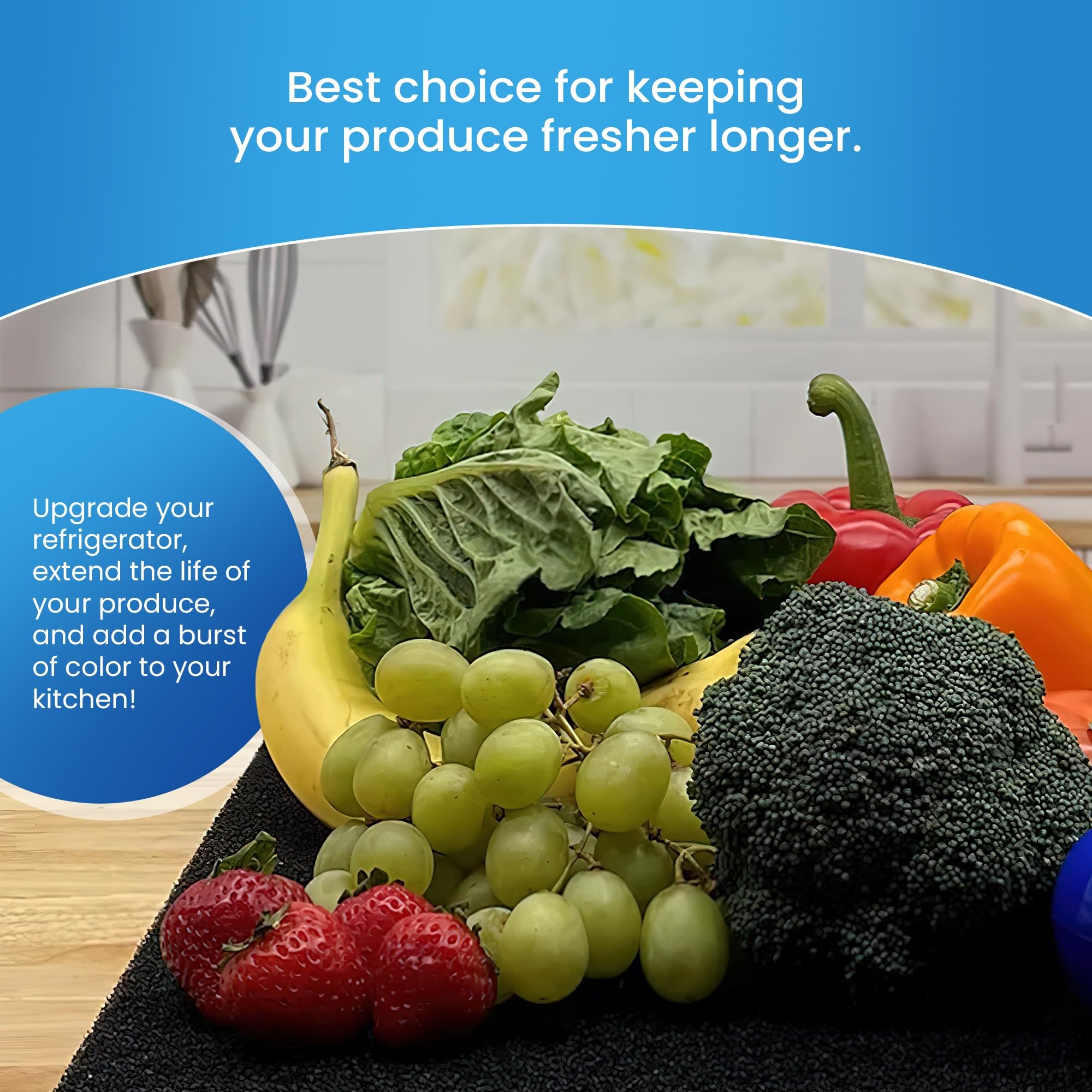 Bluapple FreshMats, Refrigerator Bin Liner, Fridge Drawer Mats, Crisper Life Extender Liner Keeps Produce Fresh Longer, Anti-Bruising, for Air Circulation, Washable & Reusable (4-Mats, 12x15, Black)