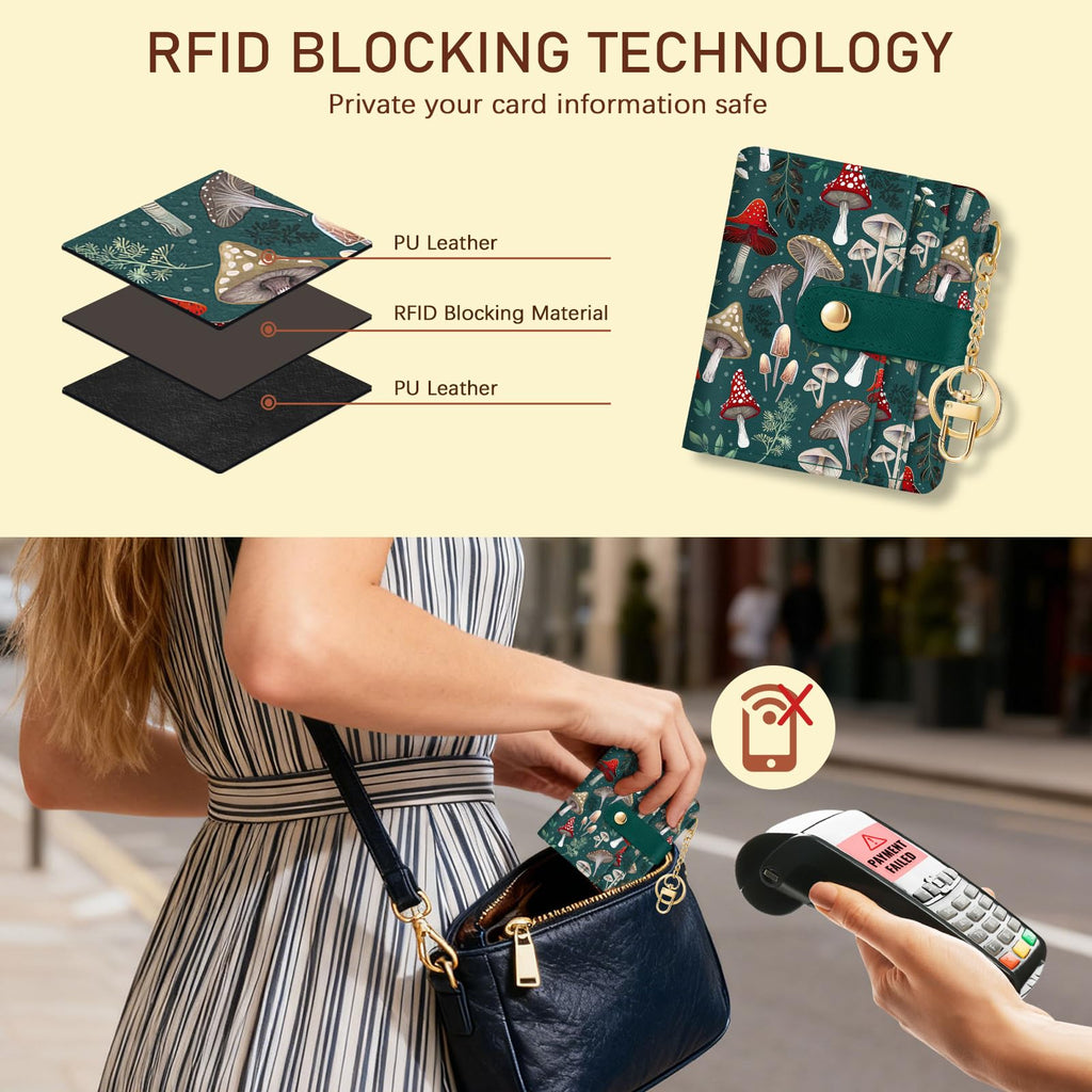 Jogjam Small Ladies Wallet, Rfid Slim Thin Compact Credit Card Women Wallet, PU Leather Bifold Cash Wallet, Zipper Coin Pocket & ID Window, Female Gifts Beige and Brown