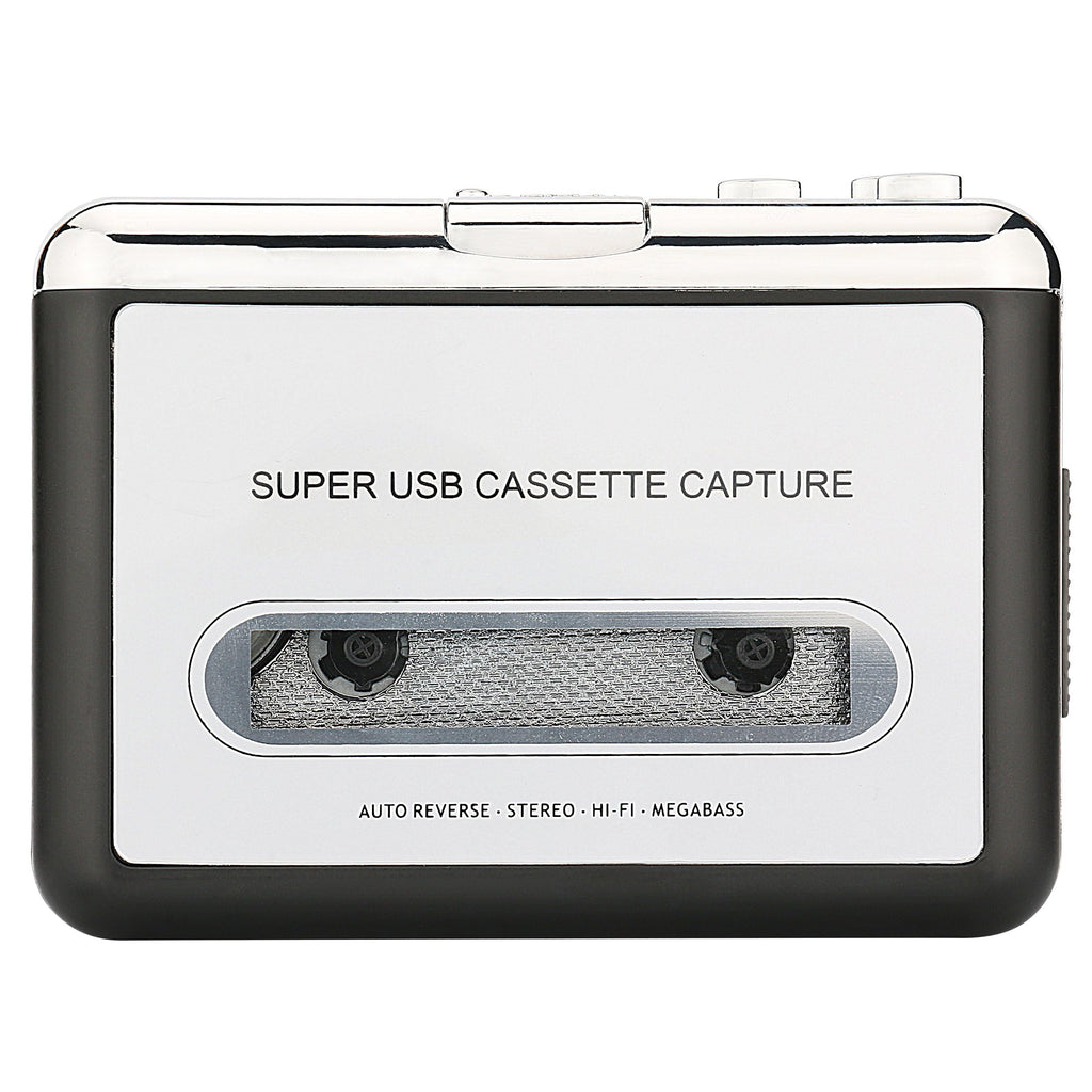 Reshow Cassette Tape Player – Portable Tape Player Audio Cassette to Digital Converter, Compatible with Laptops and Personal Computers Convert Cassette Tape Recorder to iPod Format (Silver)