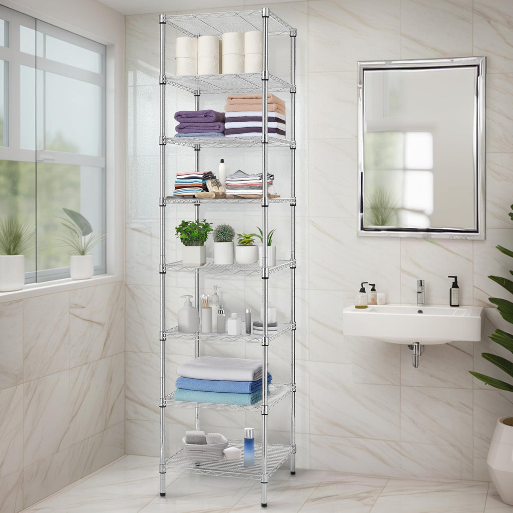 Finnhomy Heavy Duty 5 Tier Wire Shelving Unit, 18x18x59-inches 5 Shelves Storage Rack, Metal Shelving with Thicken Steel Tube, NSF Certified, Chrome