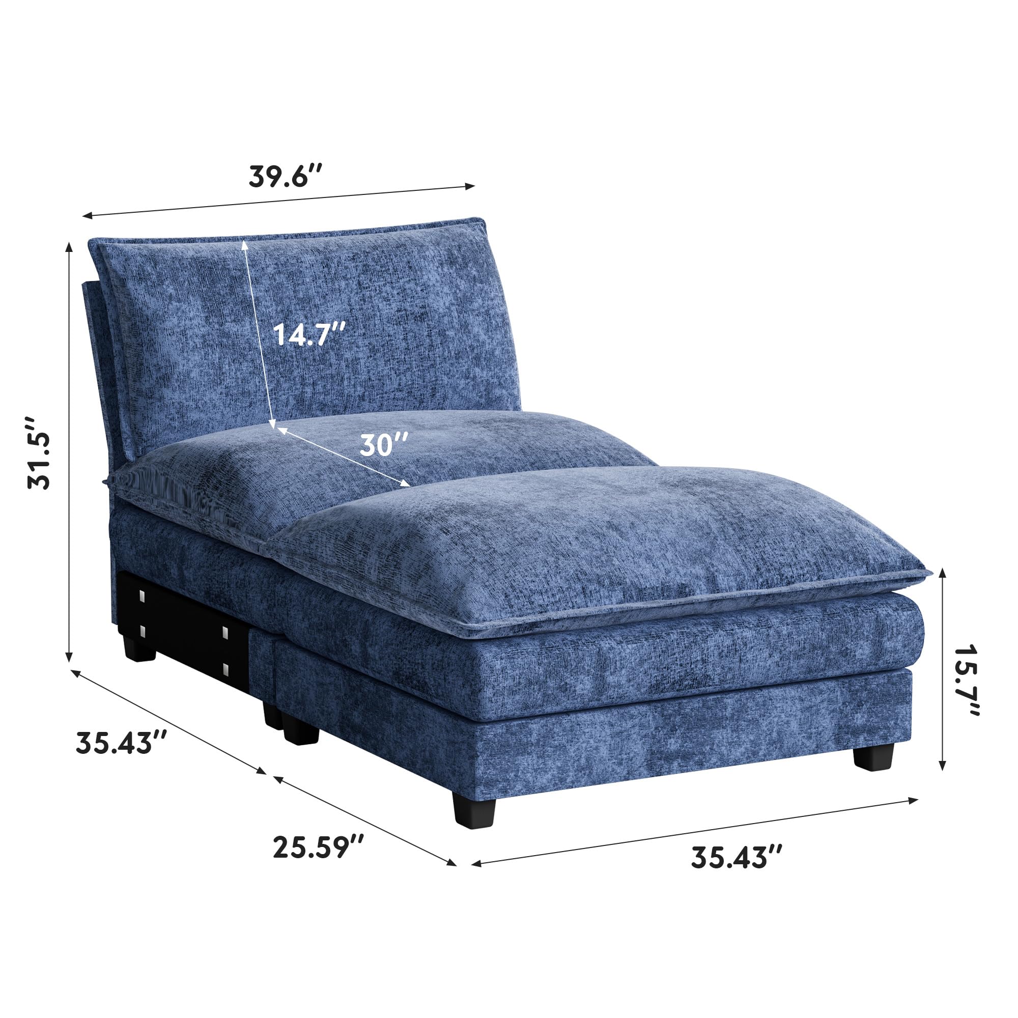Homall 80" Modular Sectional Sofa, Loveseat Sofa Couch with Double-Layer Cushion, DIY Combination Chenille Deep 2-Seat Cloud Couch for Living Room, Apartment (Bright Grey, Loveseat Sofa)