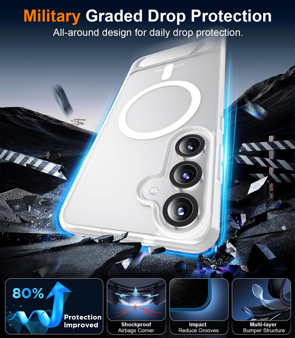 for Samsung Galaxy Z Fold 8 Case,[Compatible with MagSafe][Built-in HD Screen Protector & Kickstand][Hinge Protection]Translucent Matte Full-Body Shockproof Phone Case for Galaxy Z Fold 8,Black